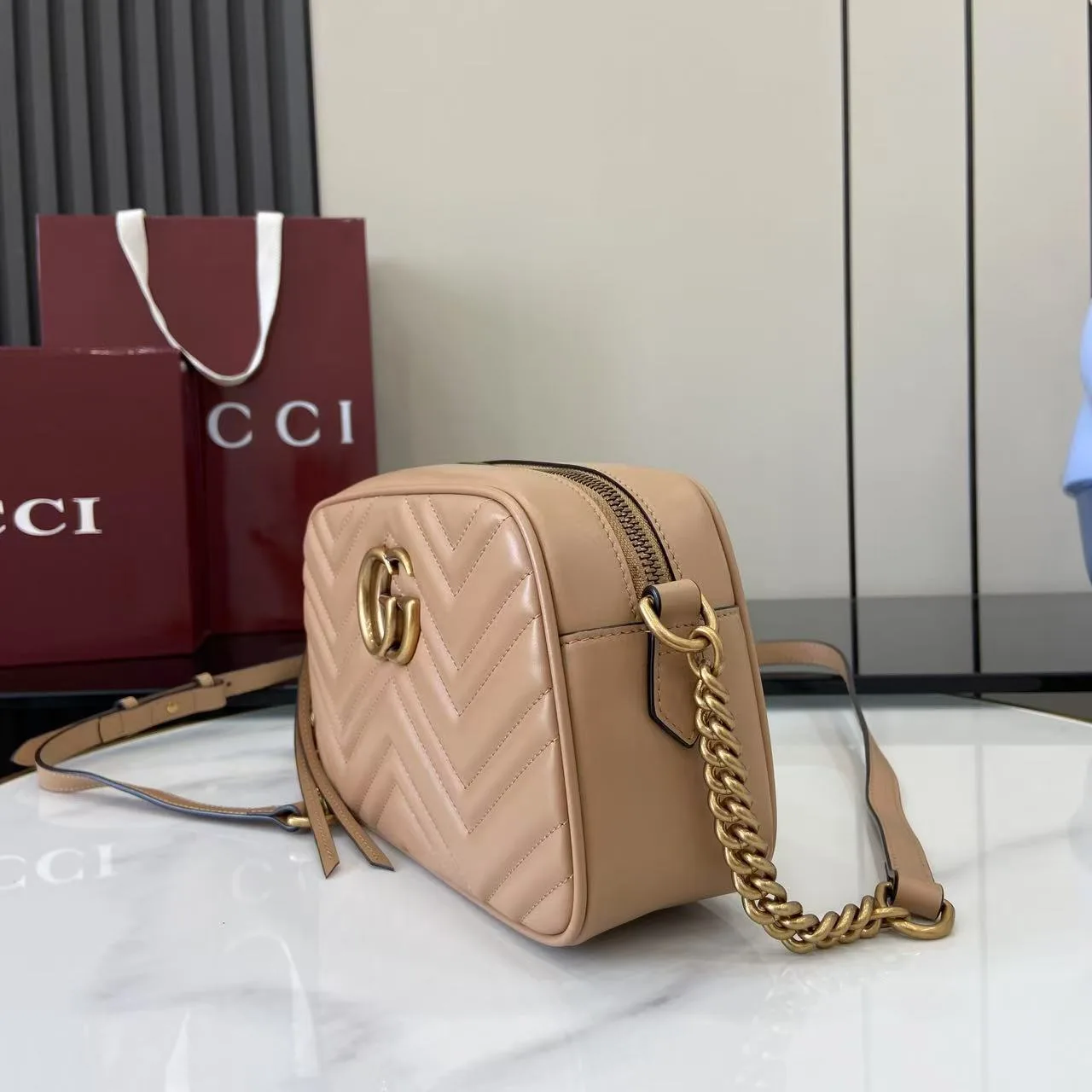 Gucci Beige Marmont GG Supreme Canvas Crossbody Bag product photo from LabelPicks