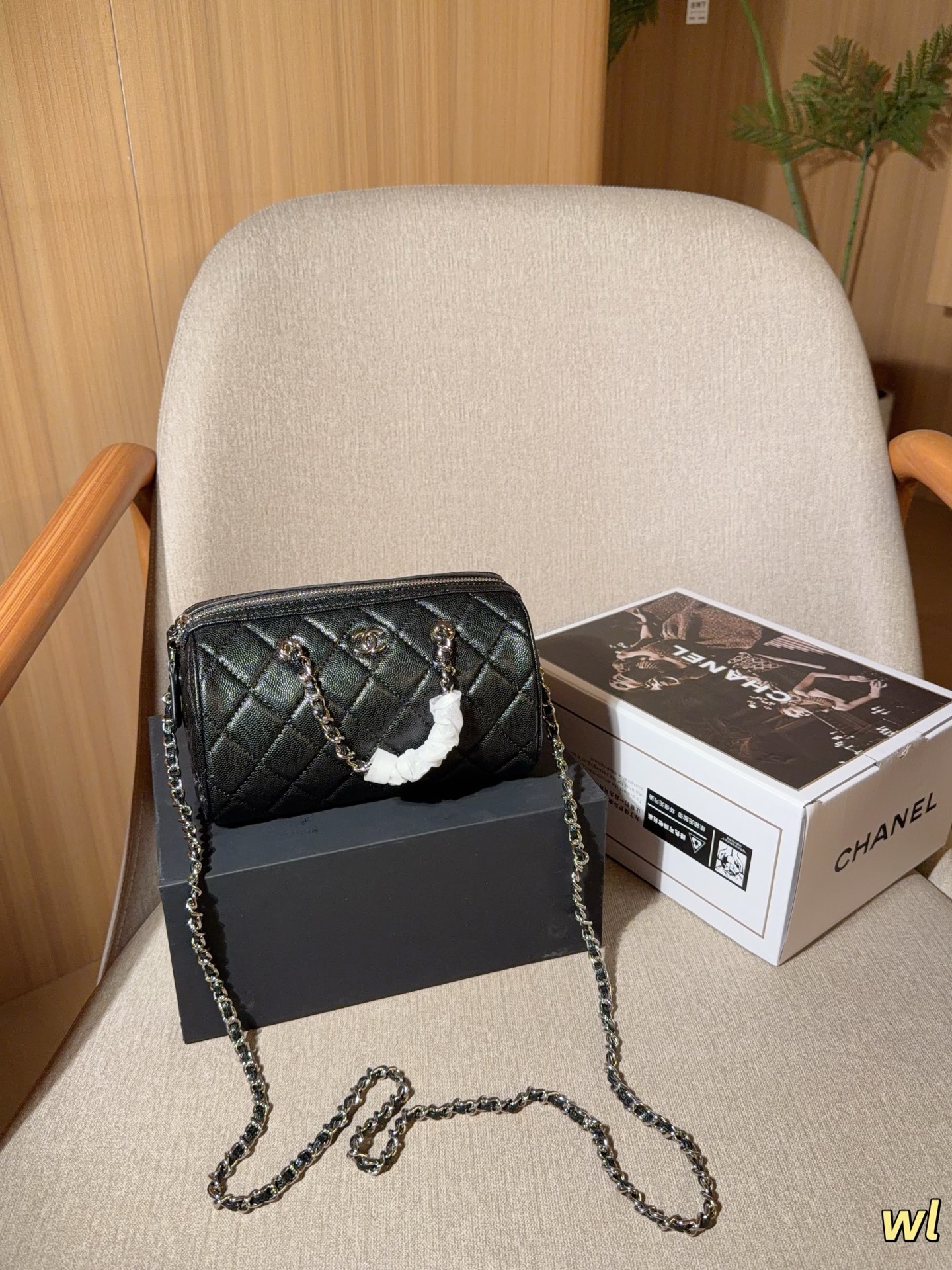 Chanel 25P Caviar Bowling Bag