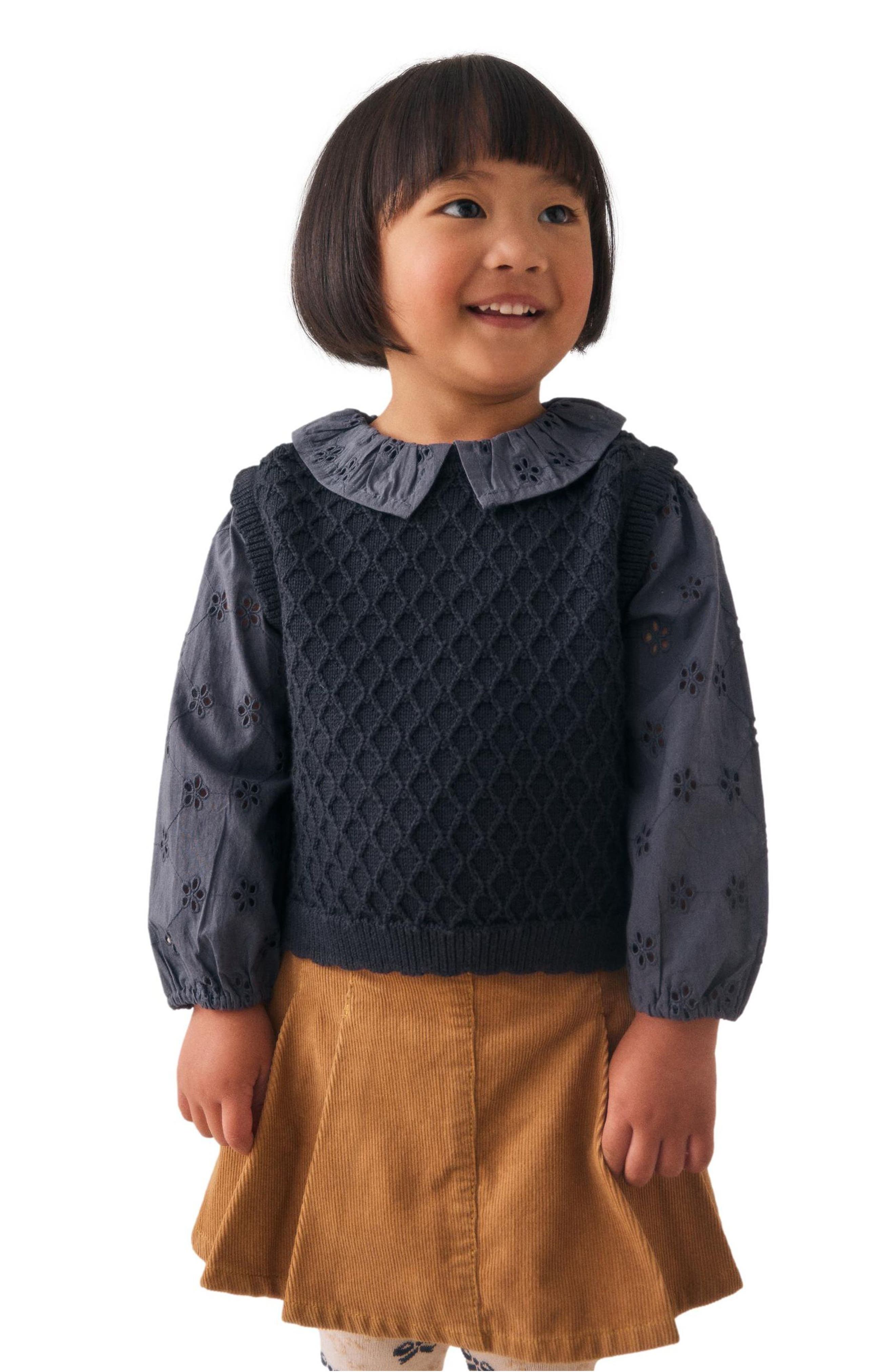 NEXT Kids' Mixed Media Cotton Layered Look Sweater Vest