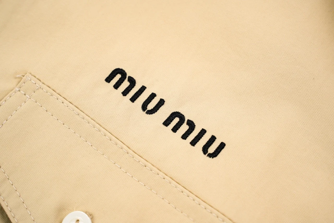 Miu Miu Khaki Bow Poplin Long Sleeve Shirt product photo from LabelPicks
