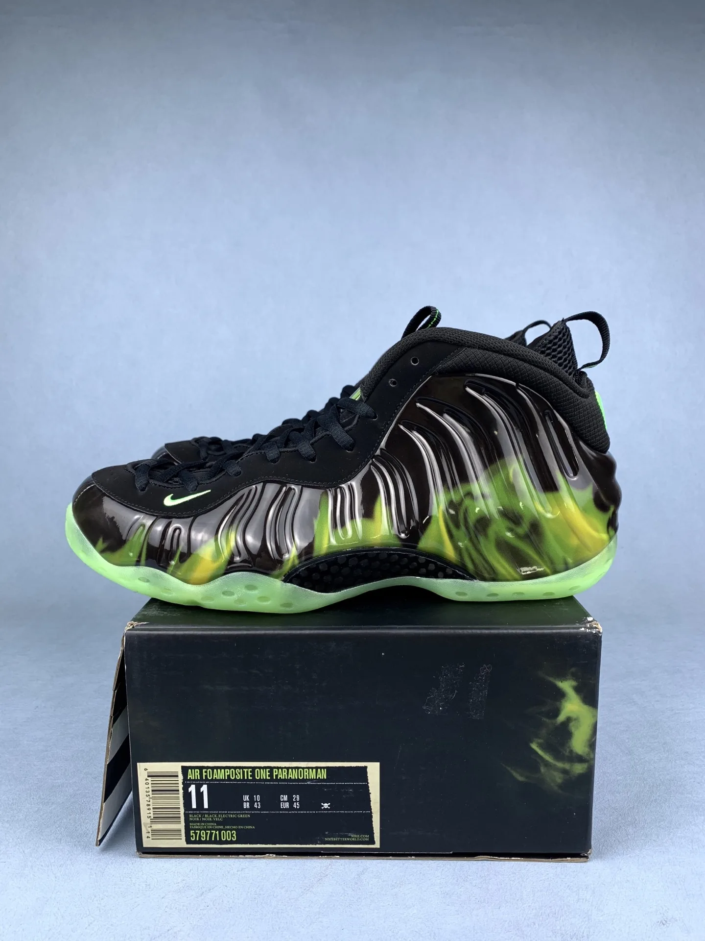 ParaNorman x Nike Air Foamposite One “ParaNorman” - Black/Black/Electric Green product photo from LabelPicks