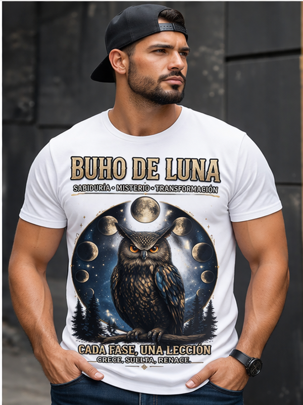 Remera Búho de las Fases Lunares – Misterio Nocturno