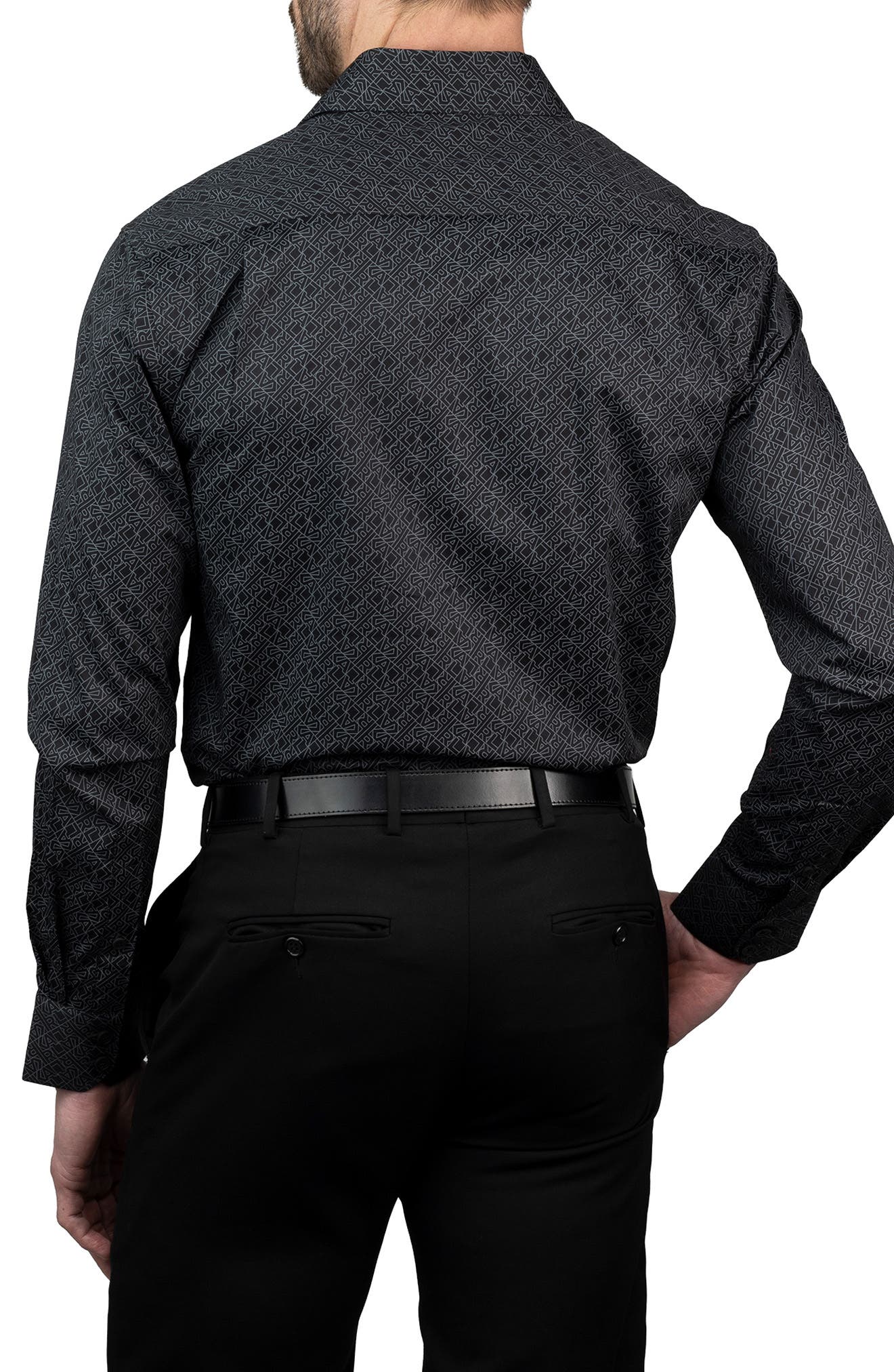 KARL LAGERFELD Trim Fit Karl Print Cotton Dress Shirt