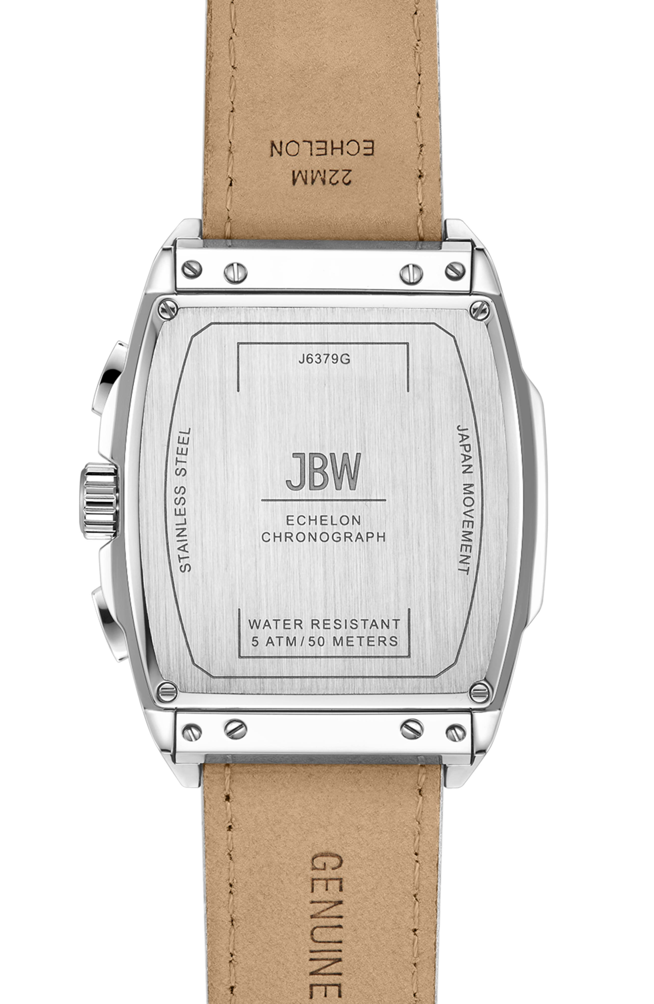 JBW Echelon Diamond Chronograph Croc Embossed Leather Strap Watch, 41mm