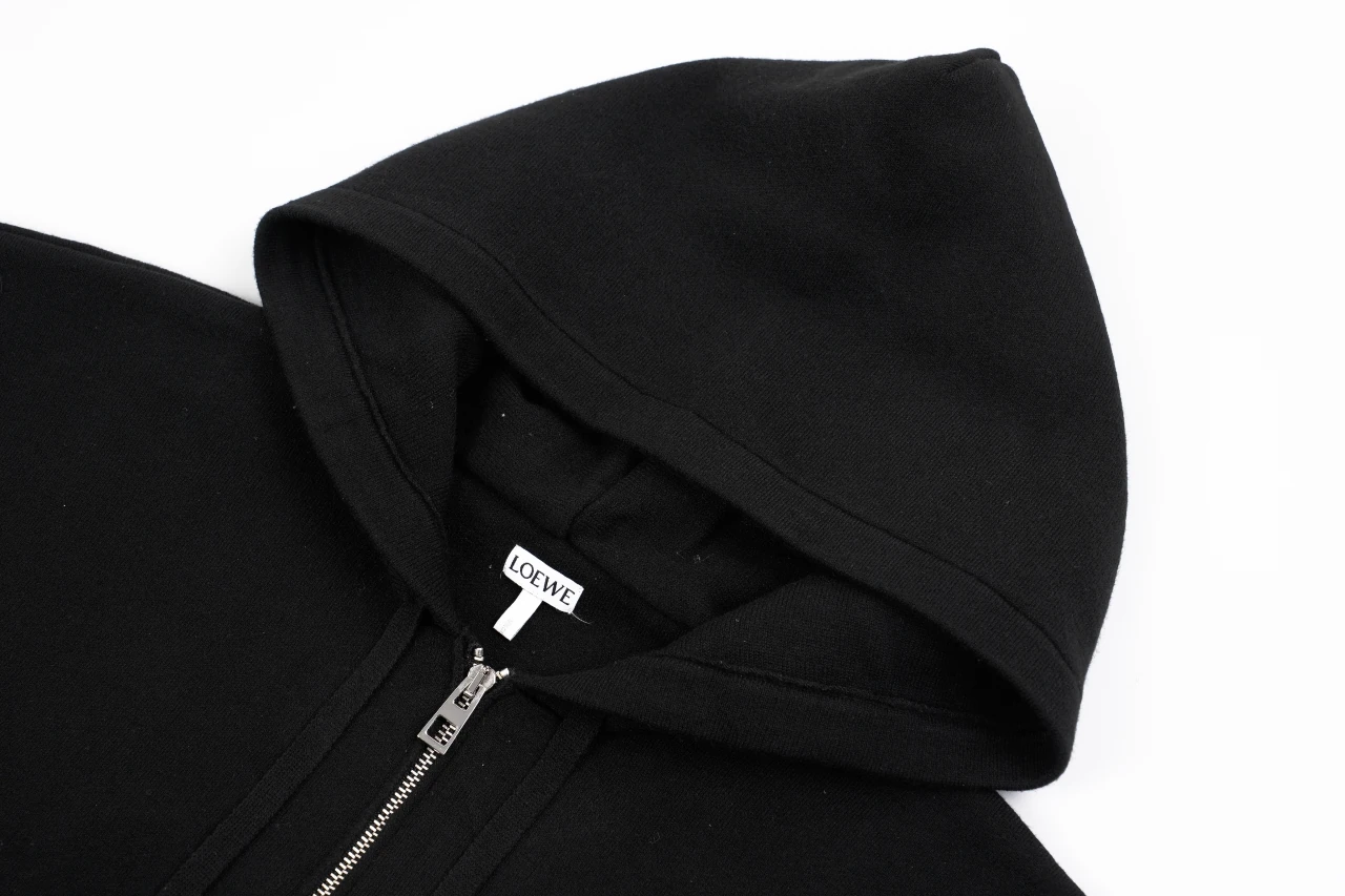 LOEWE Black Tonal Anagram Wool Hooded Jacket product photo from LabelPicks