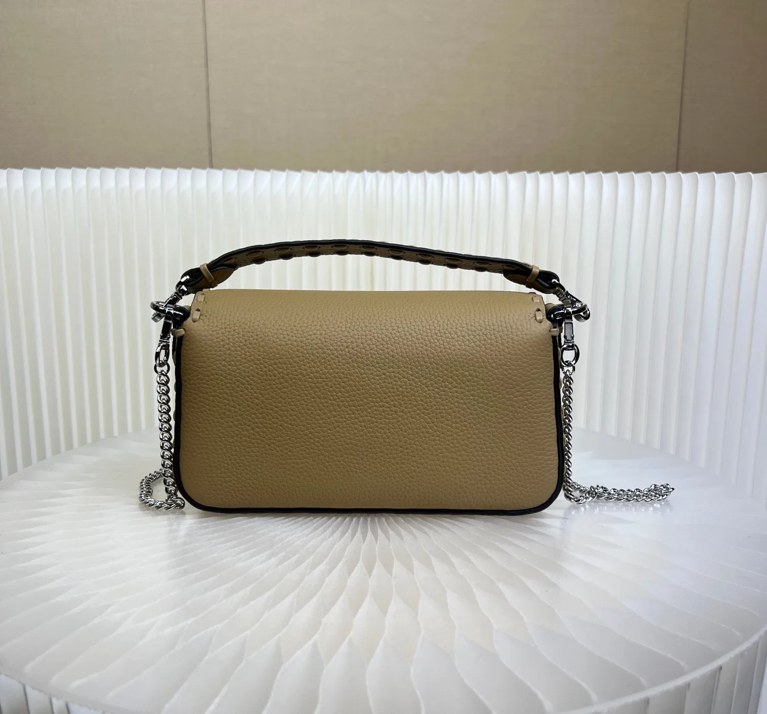 Fendi Beige Baguette Grained Leather Shoulder Bag product photo from LabelPicks