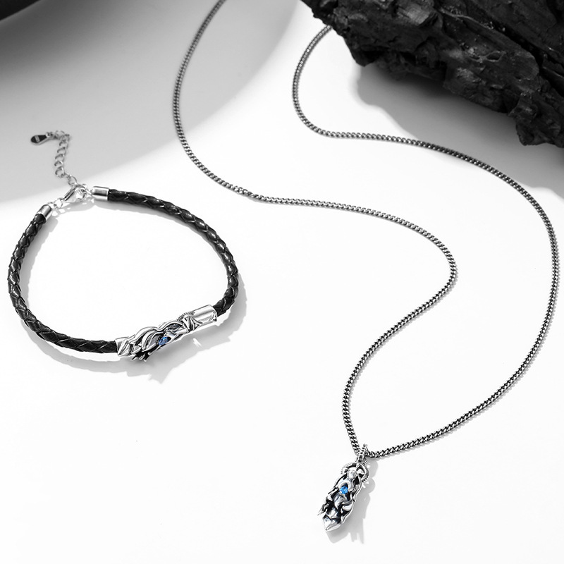 Original design, Thai silver dragon bracelet, hip-hop style, trendy cross-border bracelet, pure silver with an aged finish, unique design, dragon year bracelet