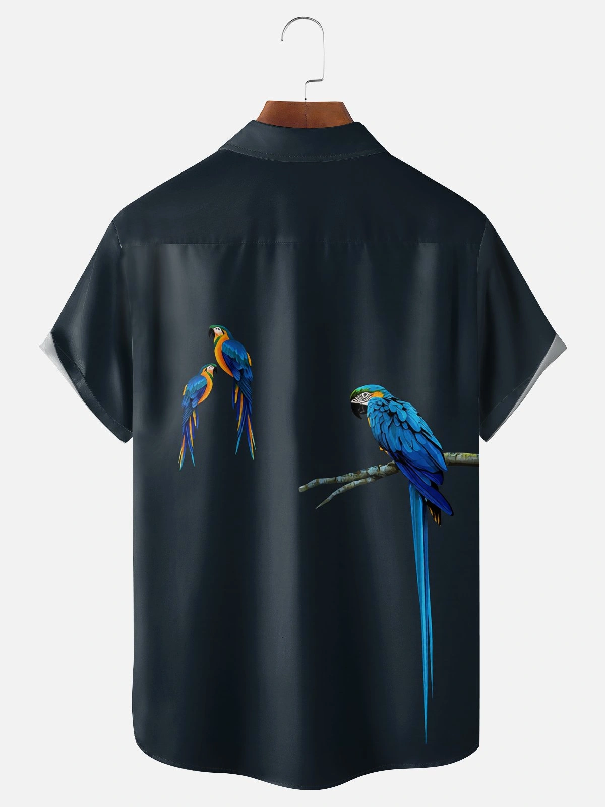 Moisture-Wicking Tropical Parrot Chest Pocket Hawaiian Shirt