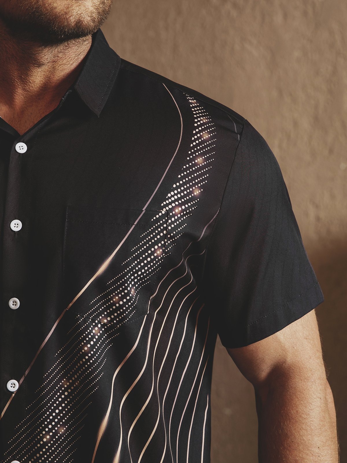 Easter Cross Chest Pocket Short Sleeve Casual Shirt