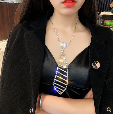 Clavicle chain, European and American collar, exaggerated personality, diamond inlaid sexy necktie Necklace
