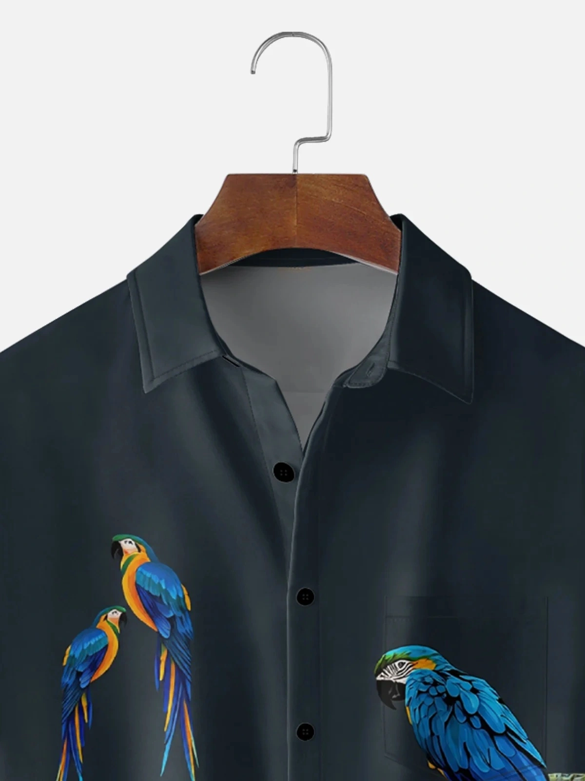 Moisture-Wicking Tropical Parrot Chest Pocket Hawaiian Shirt