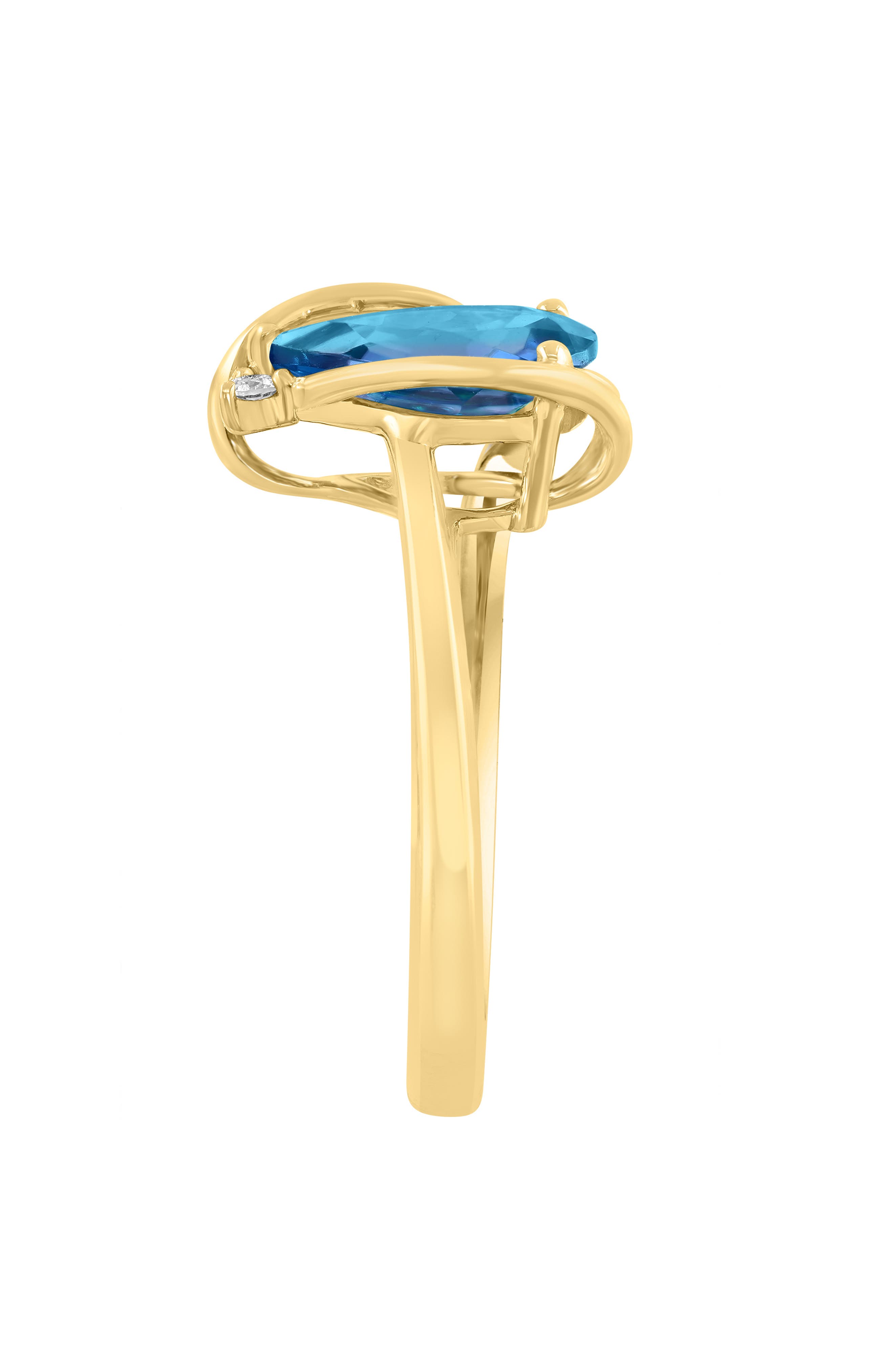 EFFY Pear Cut London Blue Topaz & Diamond Ring