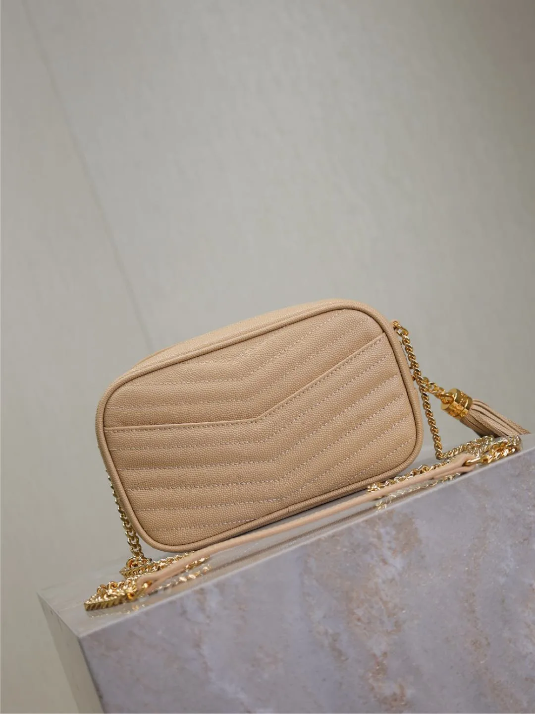 Saint Laurent Beige Calfskin Shoulder Bag product photo from LabelPicks