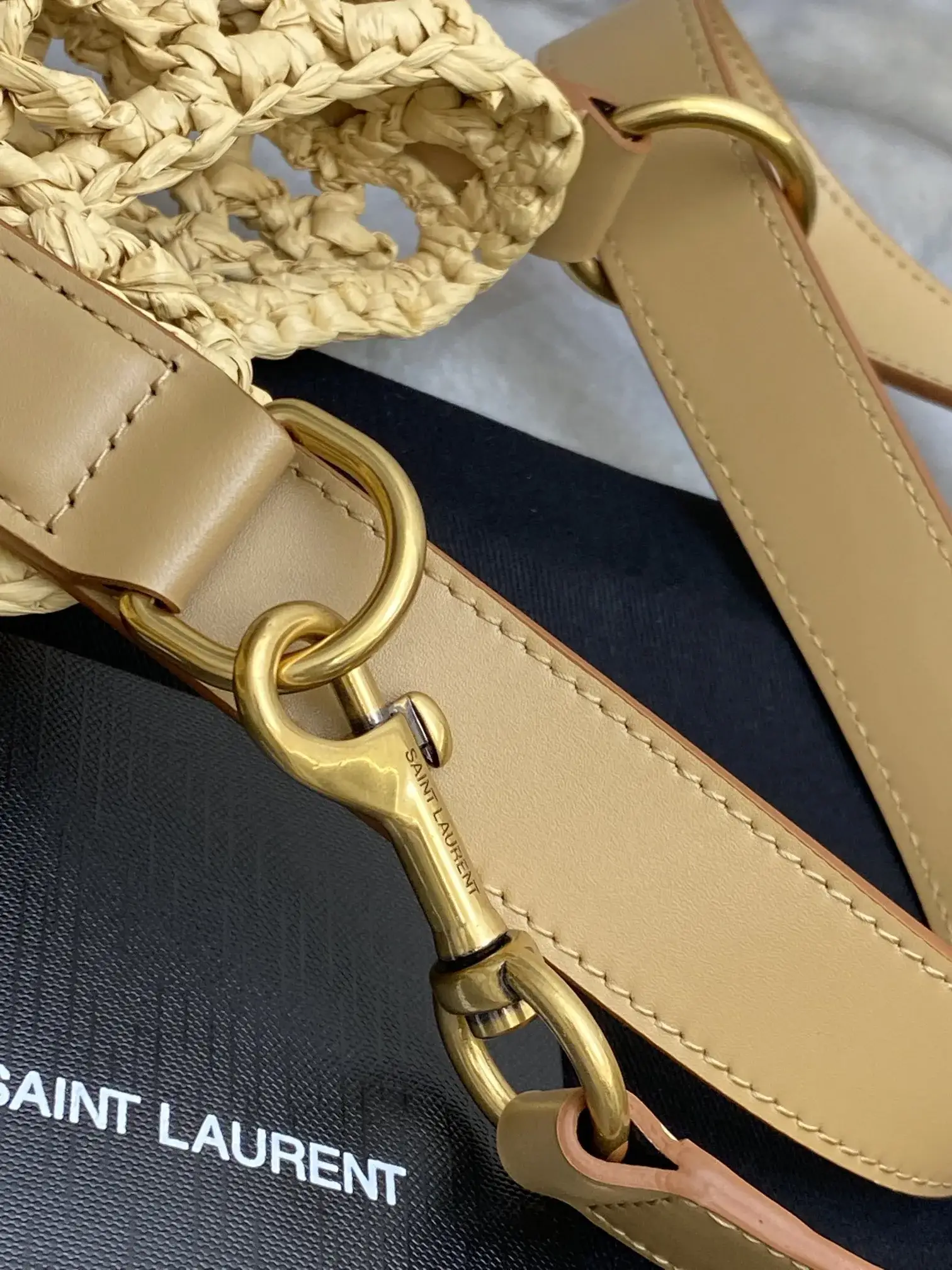 Saint Laurent Gold Straw Woven Hobo Bag product photo from LabelPicks