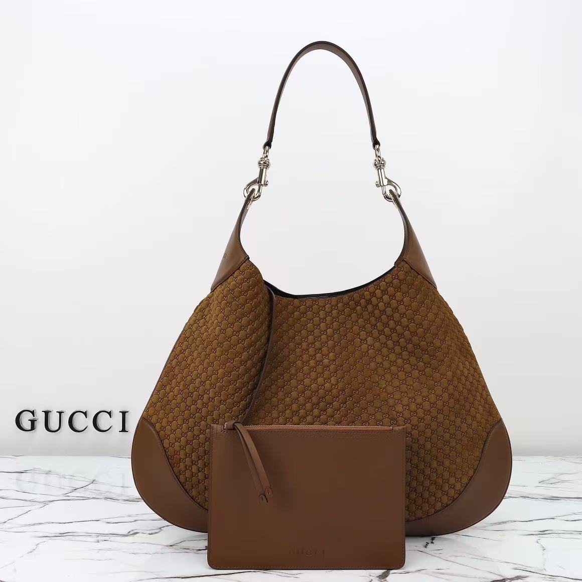 GUCCI Body shoulder bag, light gold-tone hardware, calfskin/suede, small size, women's, 42cm.