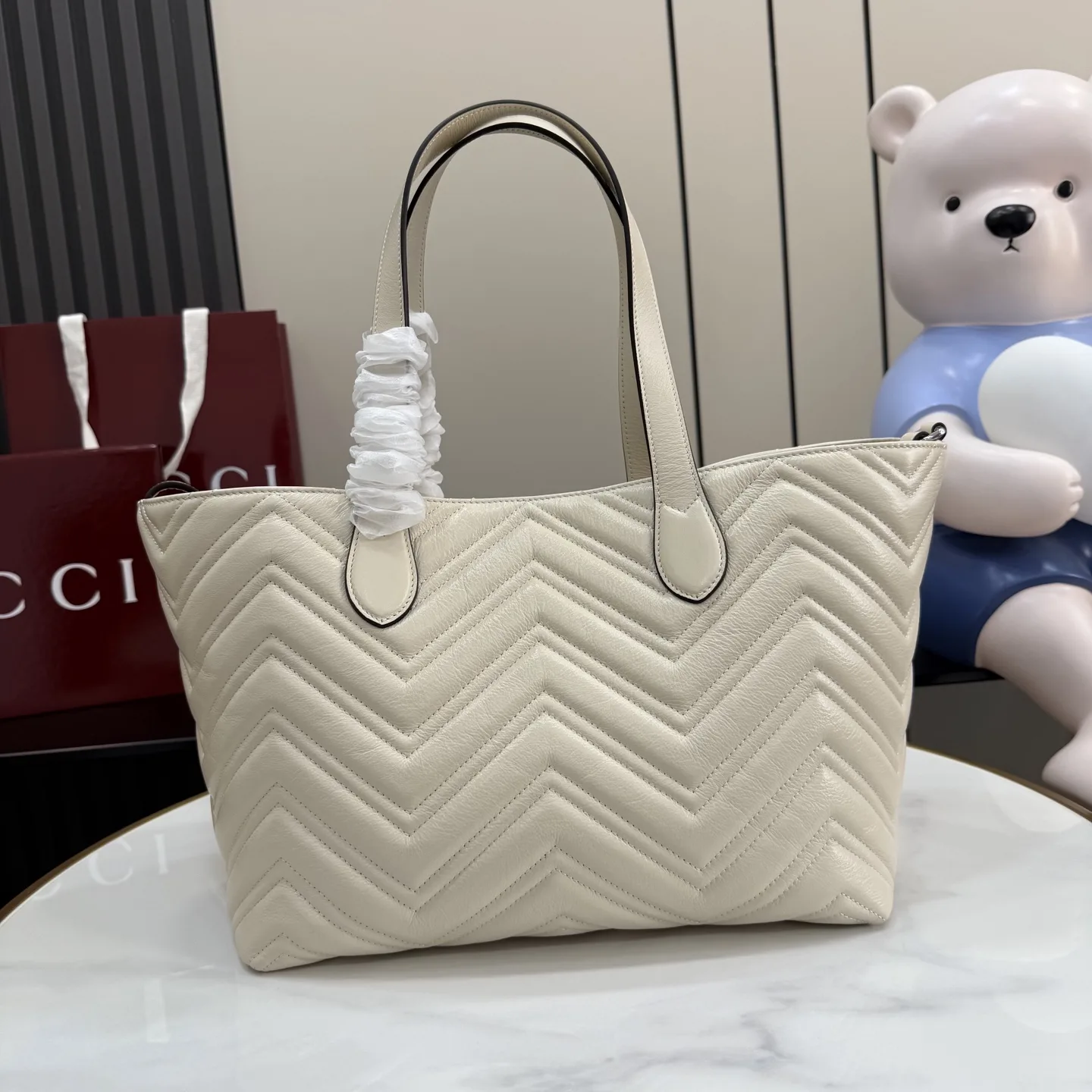 Gucci Marmont White GG Supreme Canvas Tote Bag product photo from LabelPicks