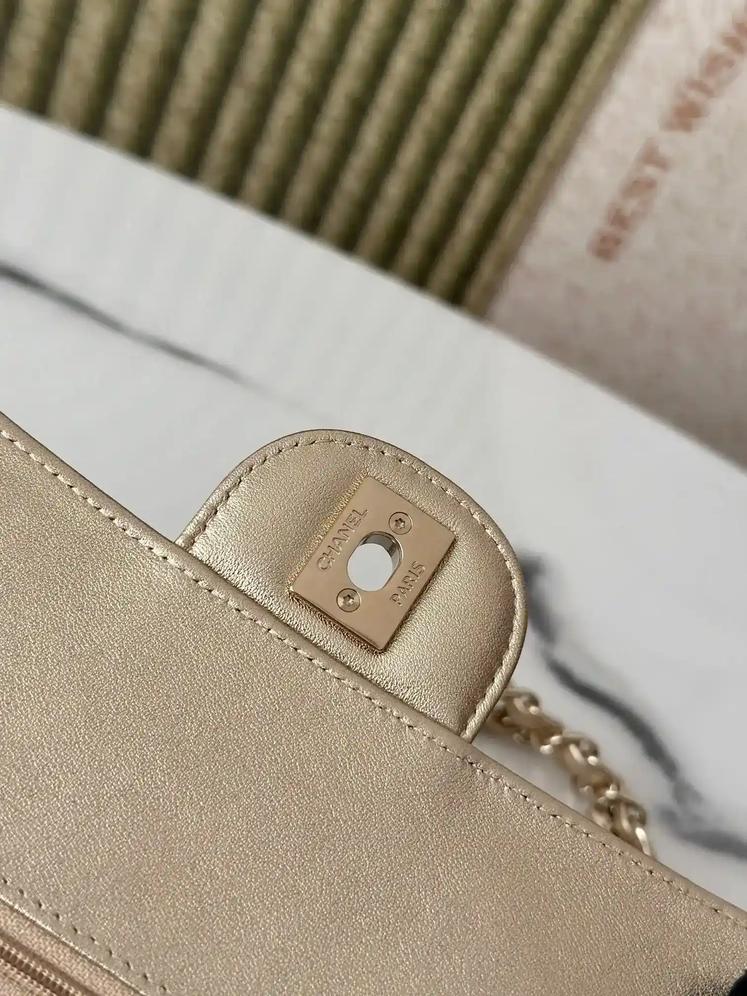 Chanel Classic Flap Gold Lambskin Shoulder Bag product photo from LabelPicks