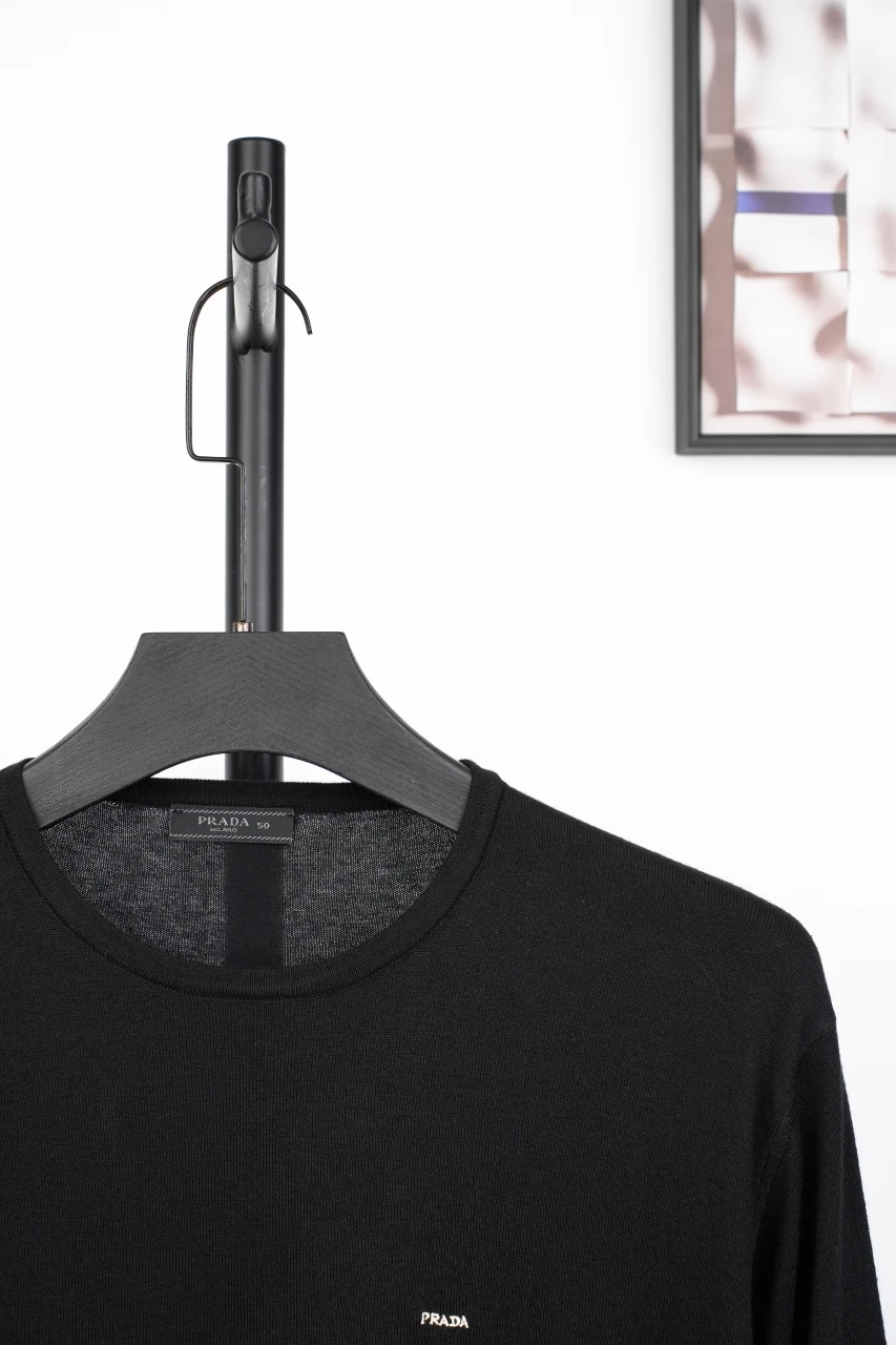 Prada Black Small Logo Wool-Blend Crewneck Sweater product photo from LabelPicks