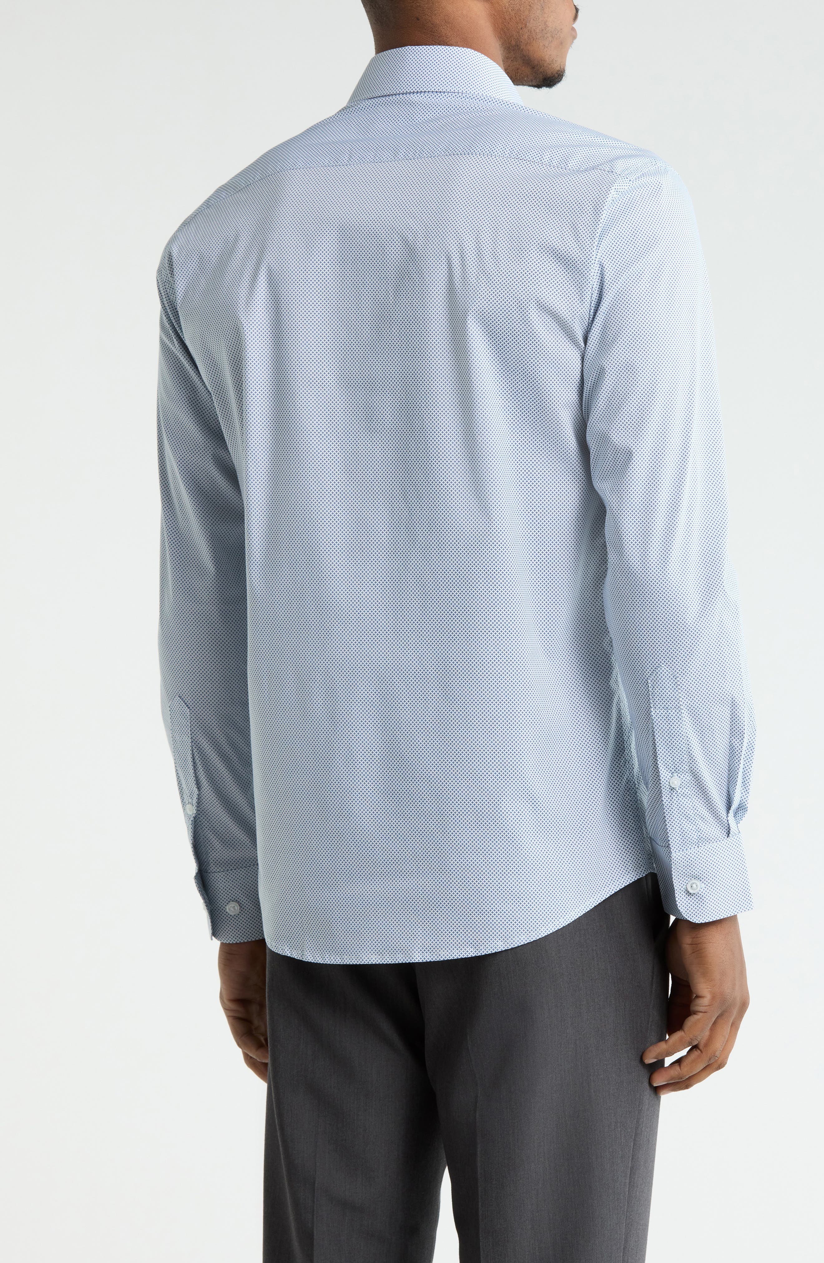 DKNY Slim Fit Mini Cross Print Stretch Dress Shirt