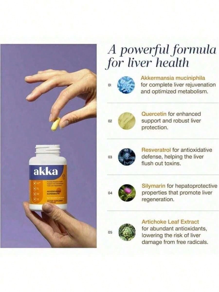 AKKA Premium Liver Cleanse Detox & Repair Superbiotic - 1pack: Detox, Regeneration, & Restoration Liver Support Supplement With Bioavailable Pasteurized Akkermansia |   Vitality |   Metabolism |   Immunity