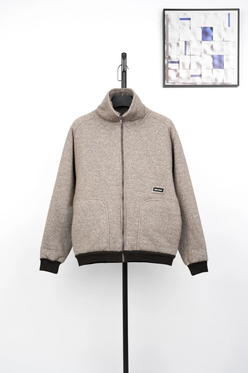 Miu Miu Maillard Brown Logo Sherpa Jacket product photo from LabelPicks