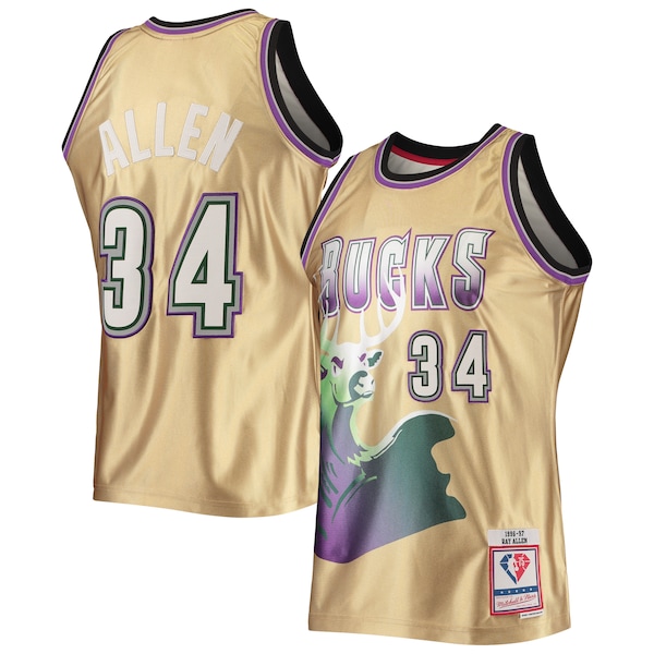 Ray Allen Milwaukee Bucks 75th Anniversary 1996/97 Hardwood Classics Swingman Jersey - Gold