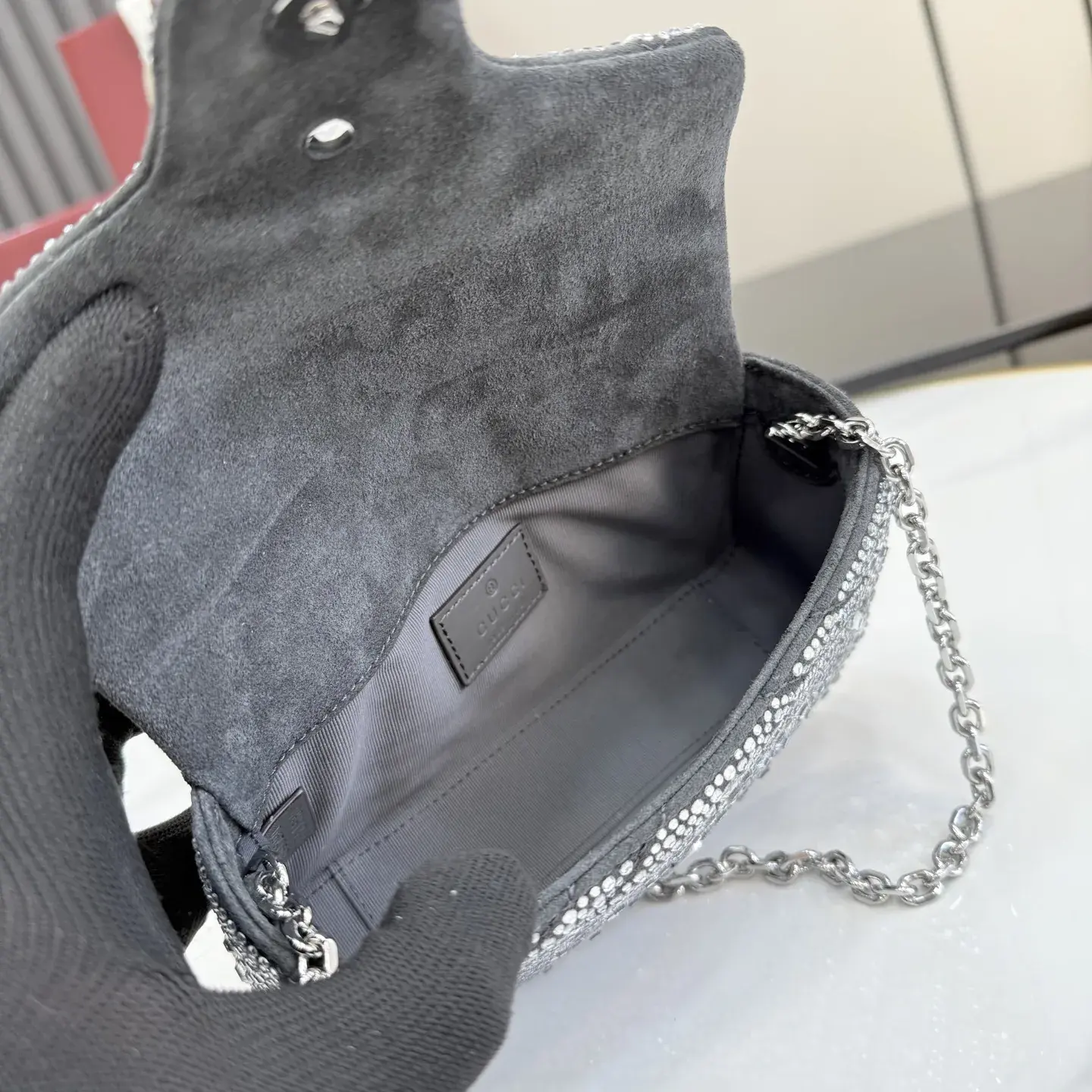 Gucci Grey Marmont GG Supreme Canvas Crossbody Bag product photo from LabelPicks