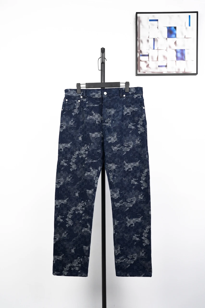 GUCCI Blue White Marble GG Denim Pants product photo from LabelPicks