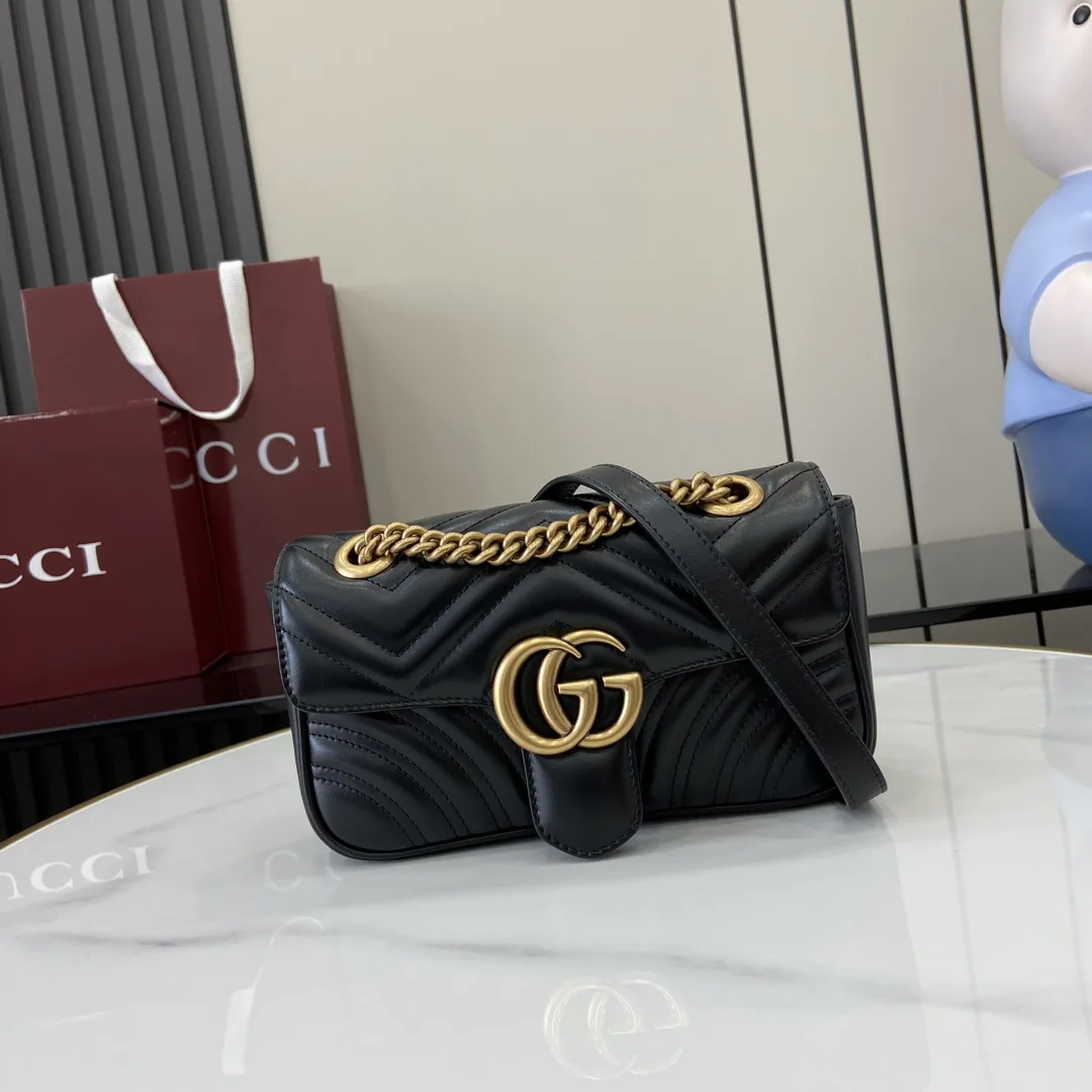 Gucci Black Marmont GG Supreme Canvas Crossbody Bag product photo from LabelPicks