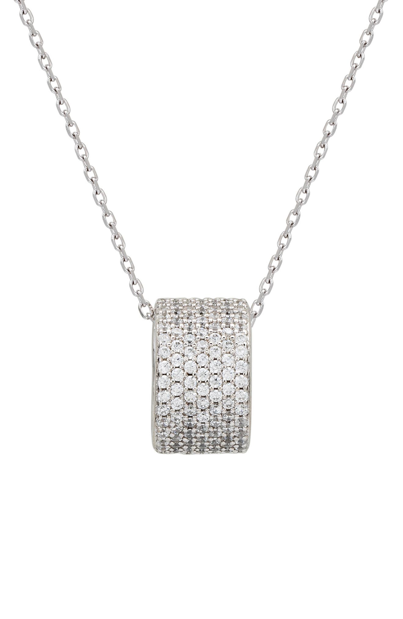 SUZY LEVIAN 14K Rose Gold Plated Sterling Silver Pavé Cubic Zirconia Circle Pendant Necklace