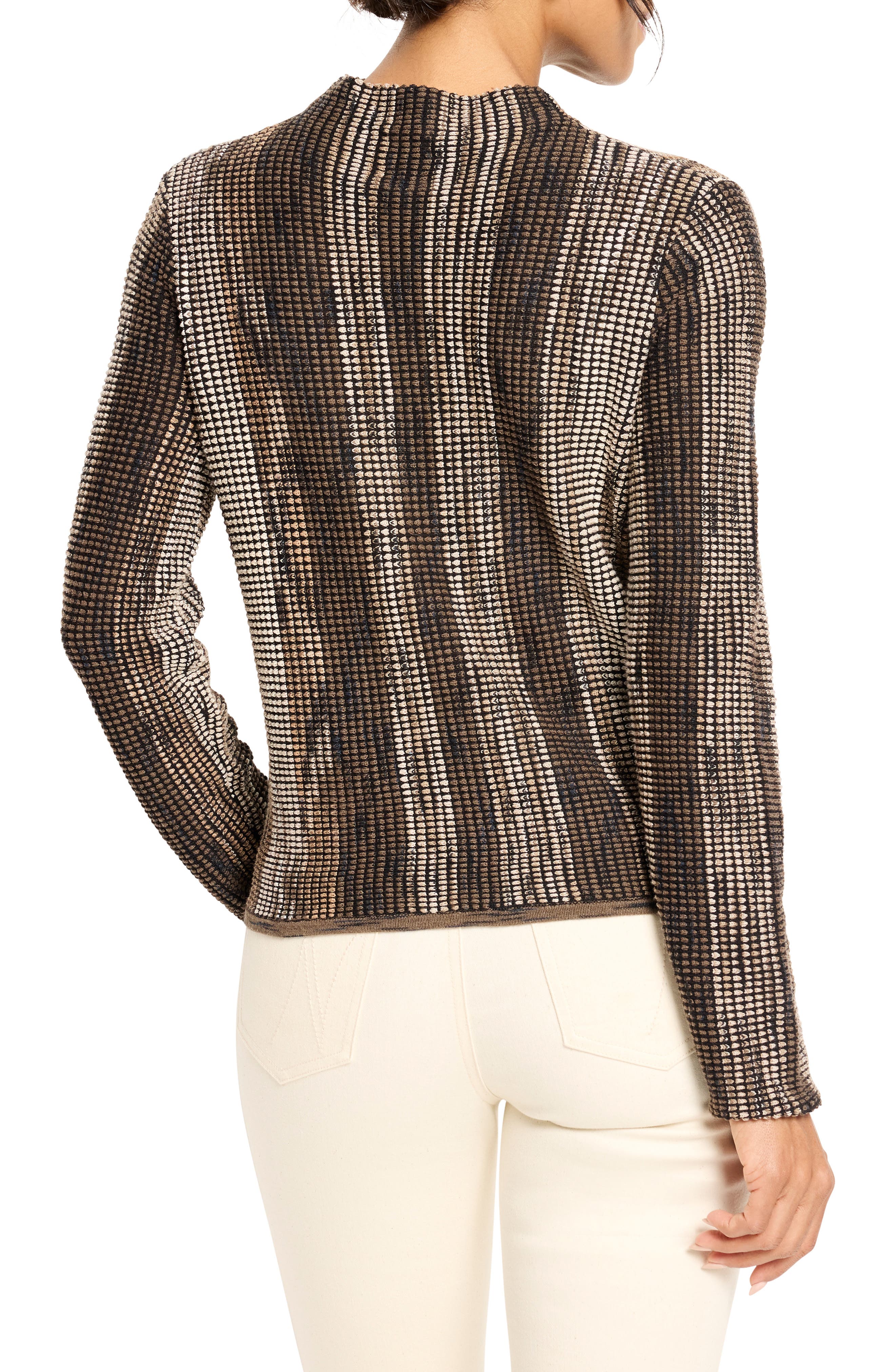 NIC+ZOE Ombré Pixel Knit Funnel Neck Sweater