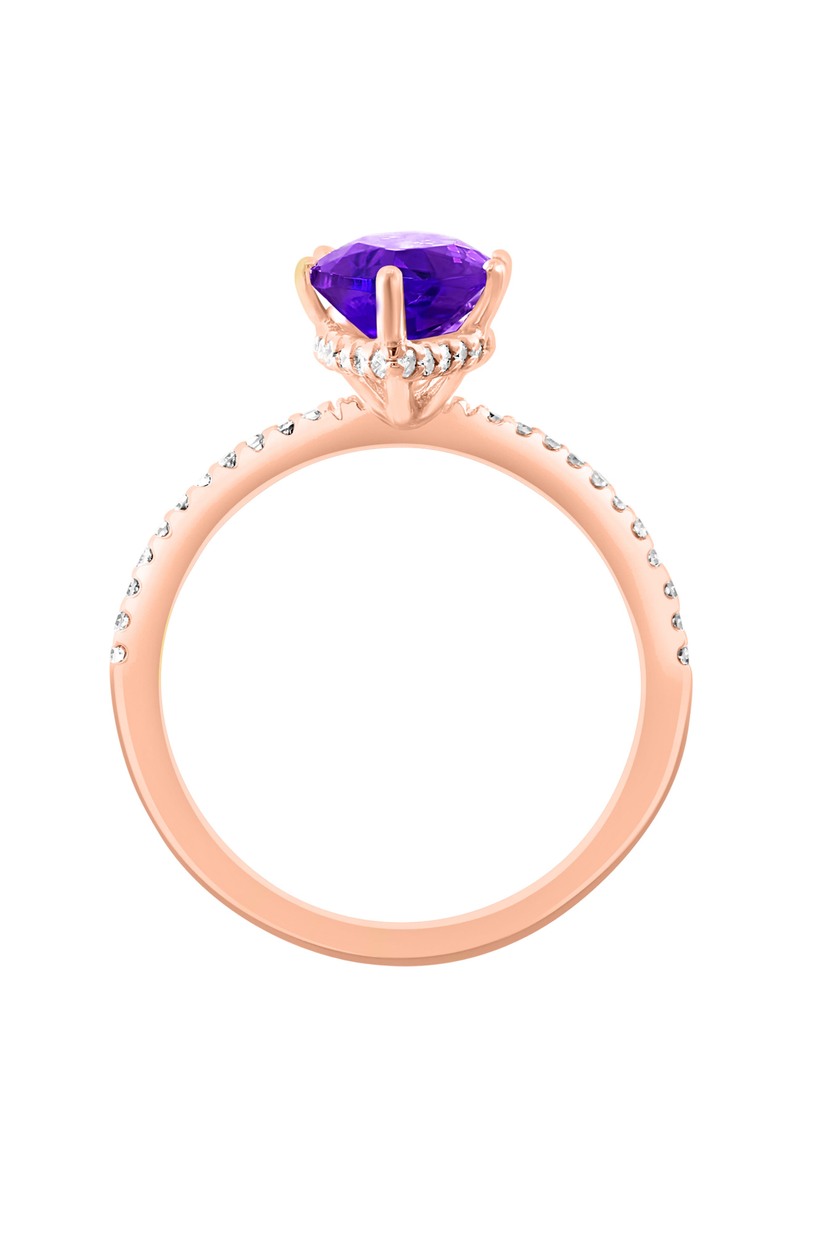 EFFY 14K Rose Gold Amethyst & Diamond Ring
