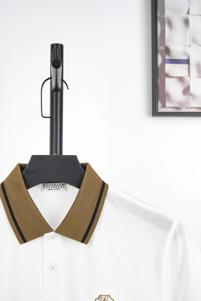 Brunello Cucinelli White Contrast-Collar Pique Polo Shirt product photo from LabelPicks