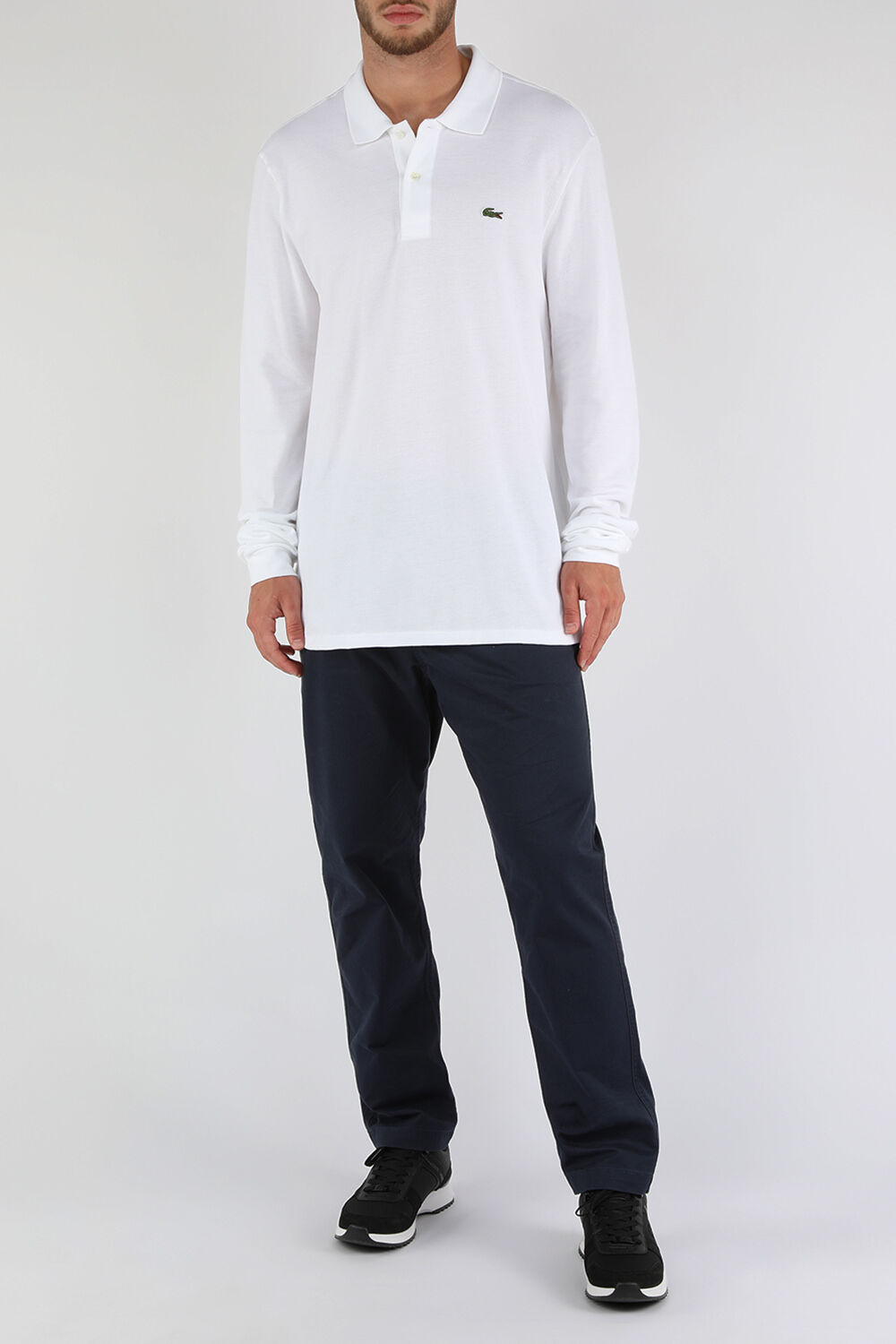 LACOSTE חולצת פולו ארוכה עם לוגו תנין רקום