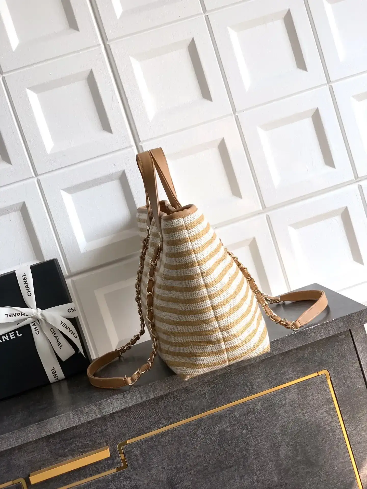 Chanel Brown Straw Woven Tote Bag product photo from LabelPicks