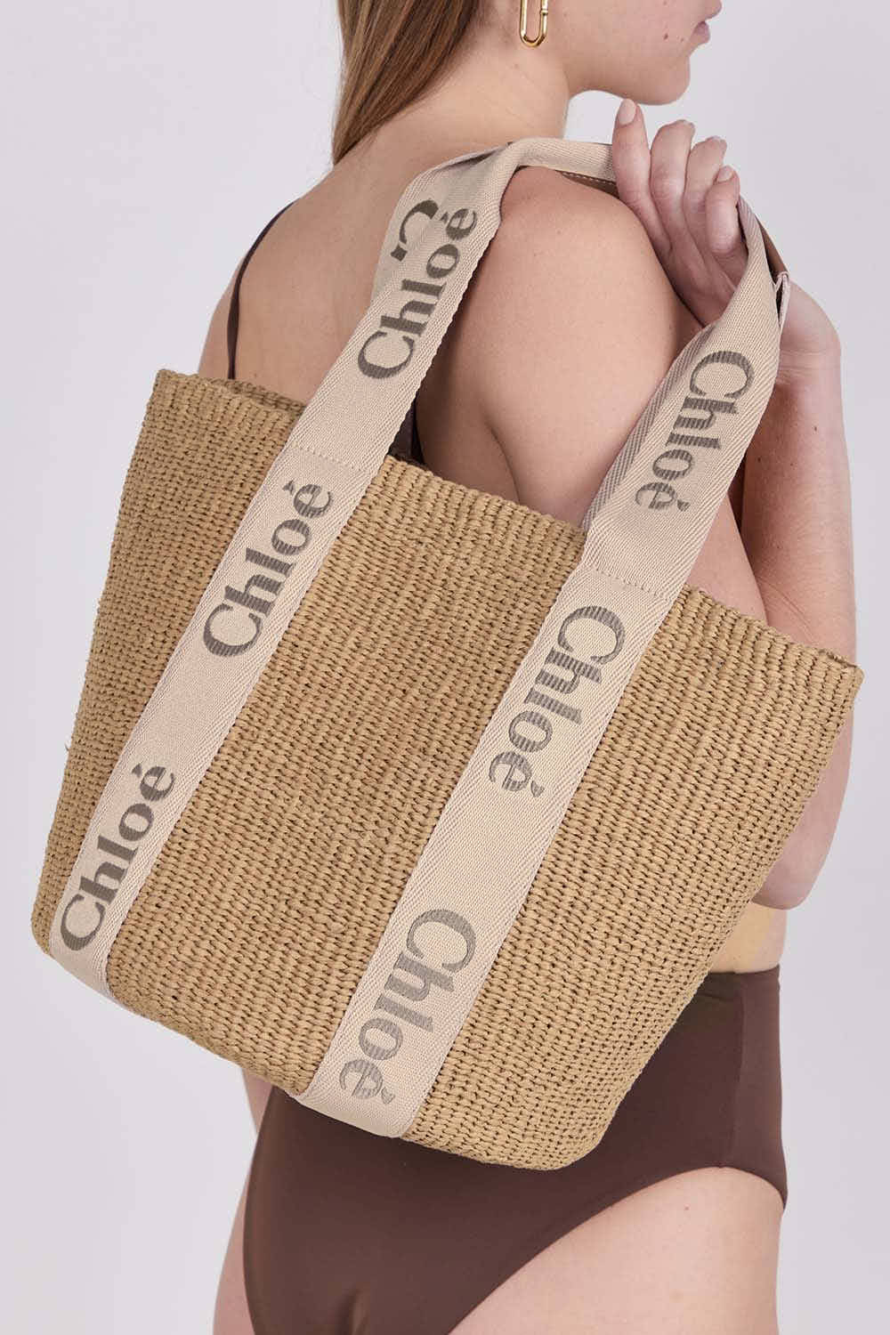 CHLOE תיק וודי באסקט לארג'