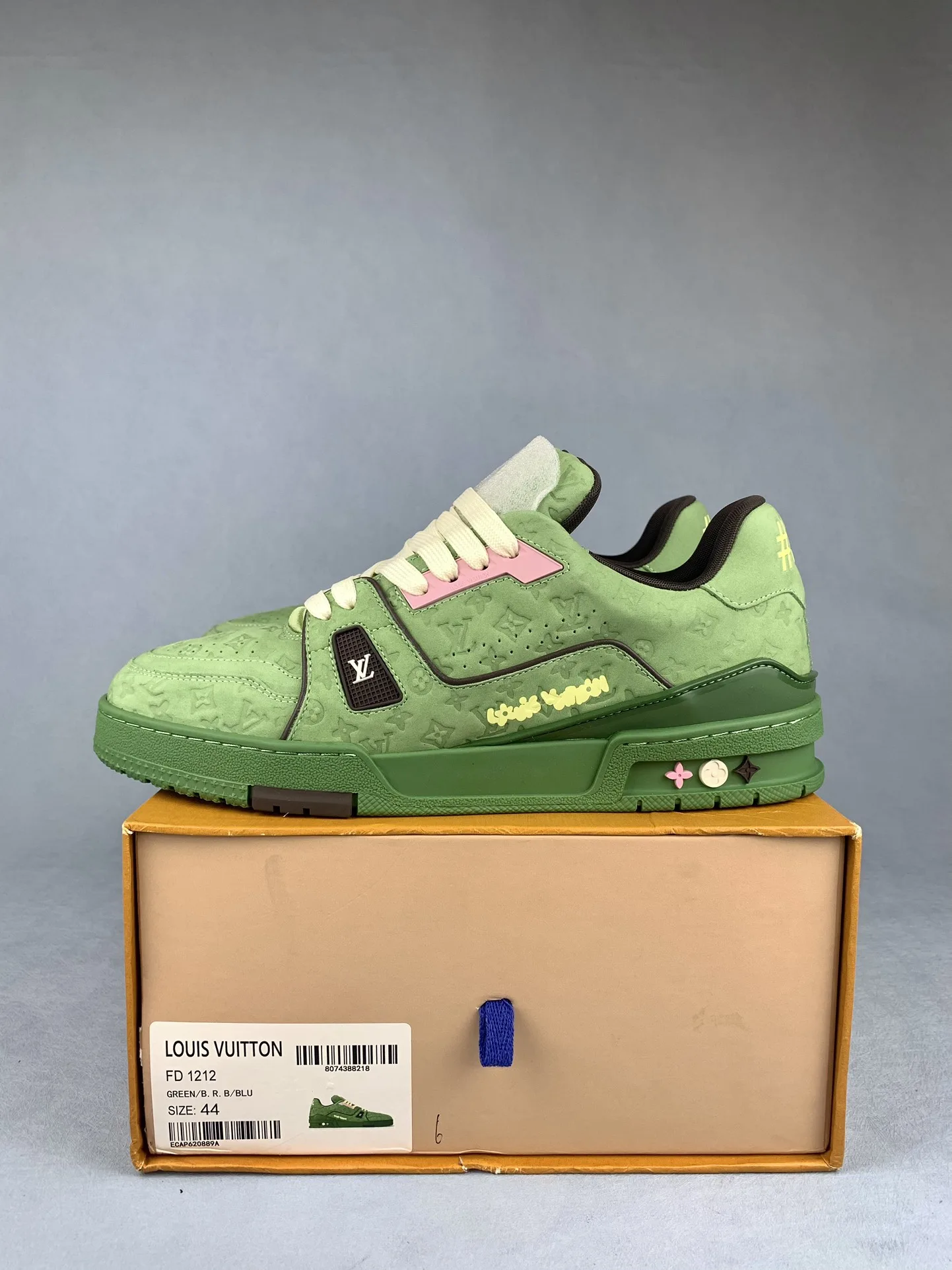 Louis Vuitton LV Trainer Low Sneaker - Cactus Green and Pink product photo from LabelPicks