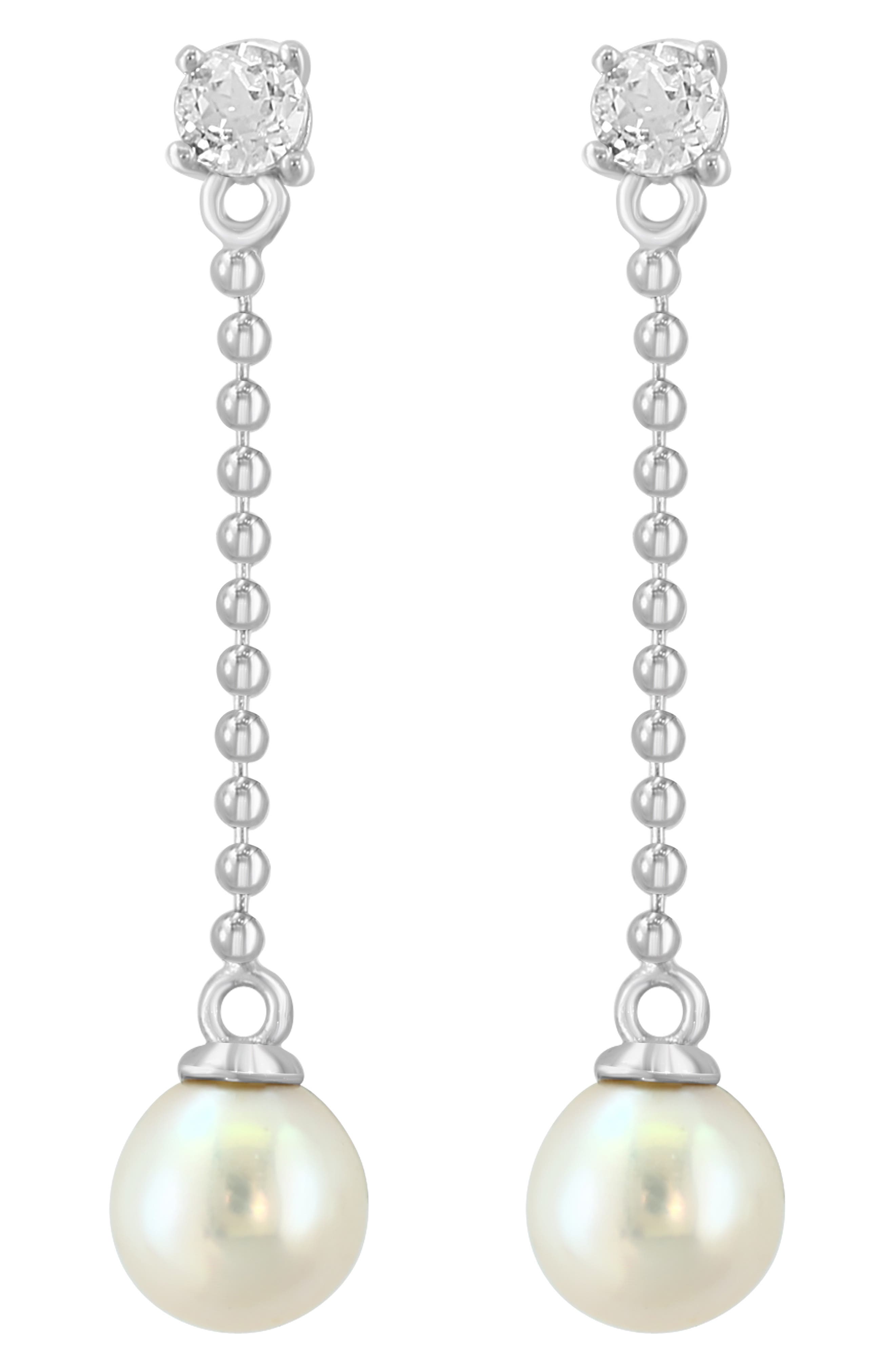 EFFY White Topaz & Freshwater Pearl Drop Earrings