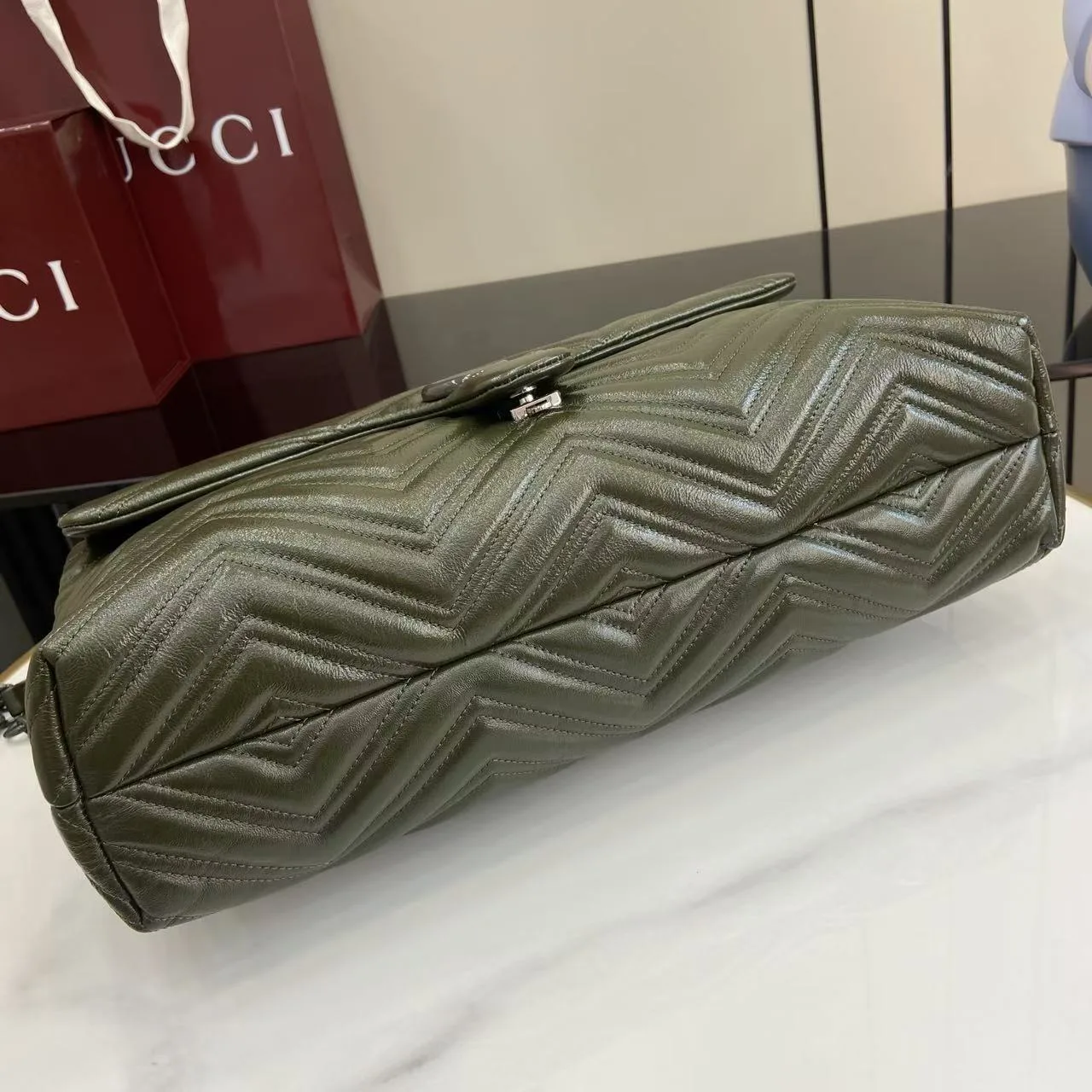 Gucci Marmont Green GG Supreme Canvas Shoulder Bag product photo from LabelPicks