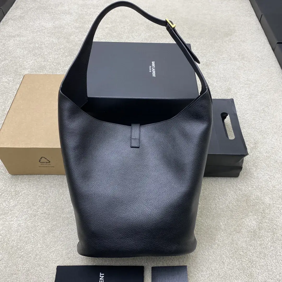Saint Laurent Black Le 5 A 7 Grained Leather Hobo Bag product photo from LabelPicks