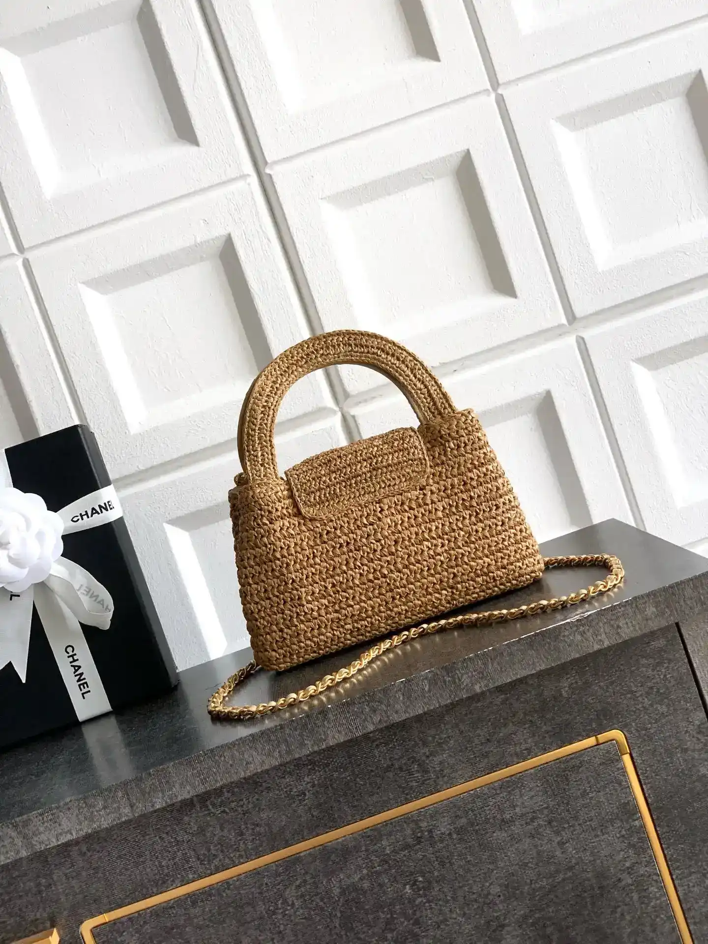 Chanel Brown Woven Leather Top Handle Bag product photo from LabelPicks