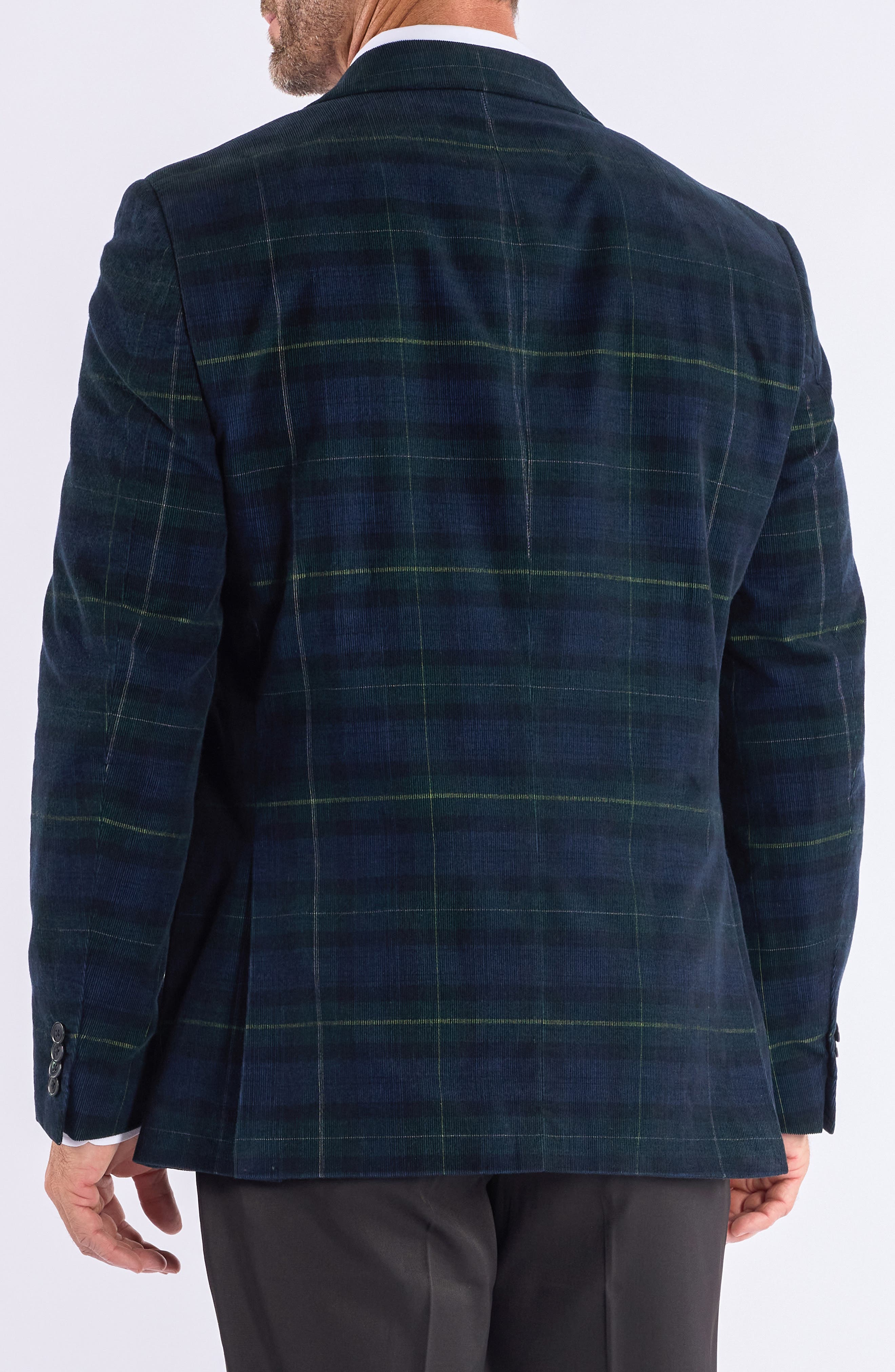 SAVILE ROW CO Mayfair Navy Plaid Corduroy Sport Coat