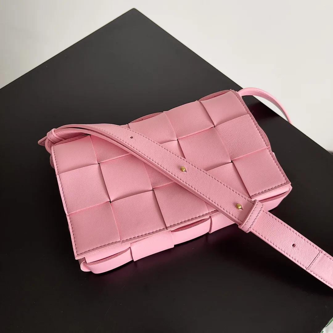 Bottega Veneta Pink Cassette Intrecciato Woven Leather Shoulder Bag product photo from LabelPicks