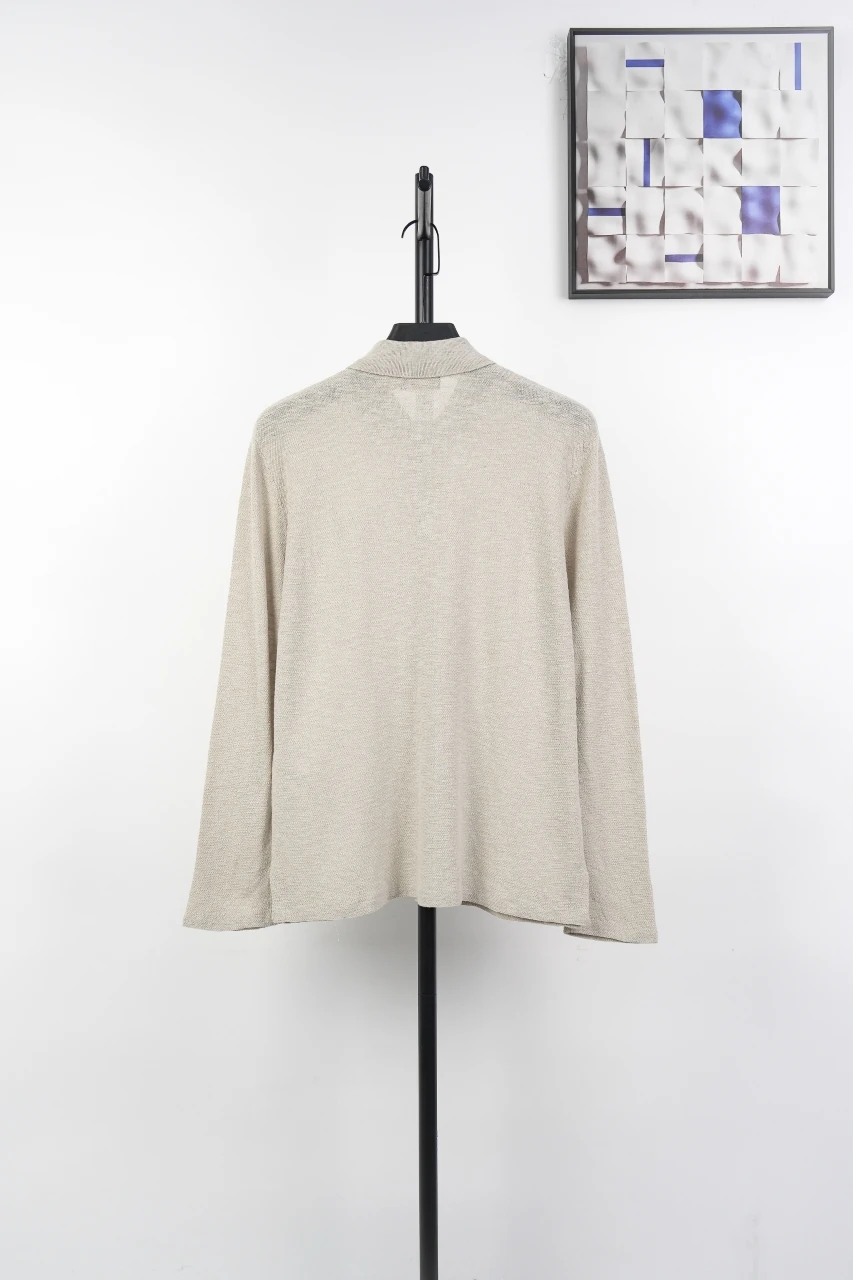 Ralph Lauren Off White Linen Single Breasted Long Sleeve Cardigan Shirt product photo from LabelPicks