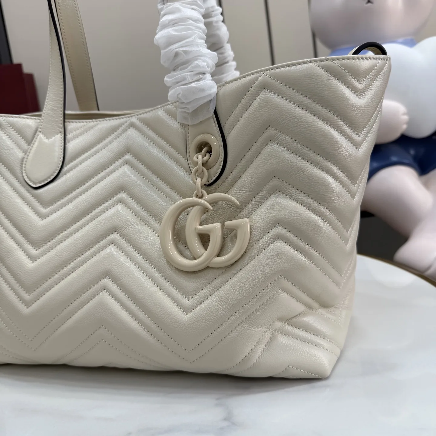 Gucci Marmont White GG Supreme Canvas Tote Bag product photo from LabelPicks
