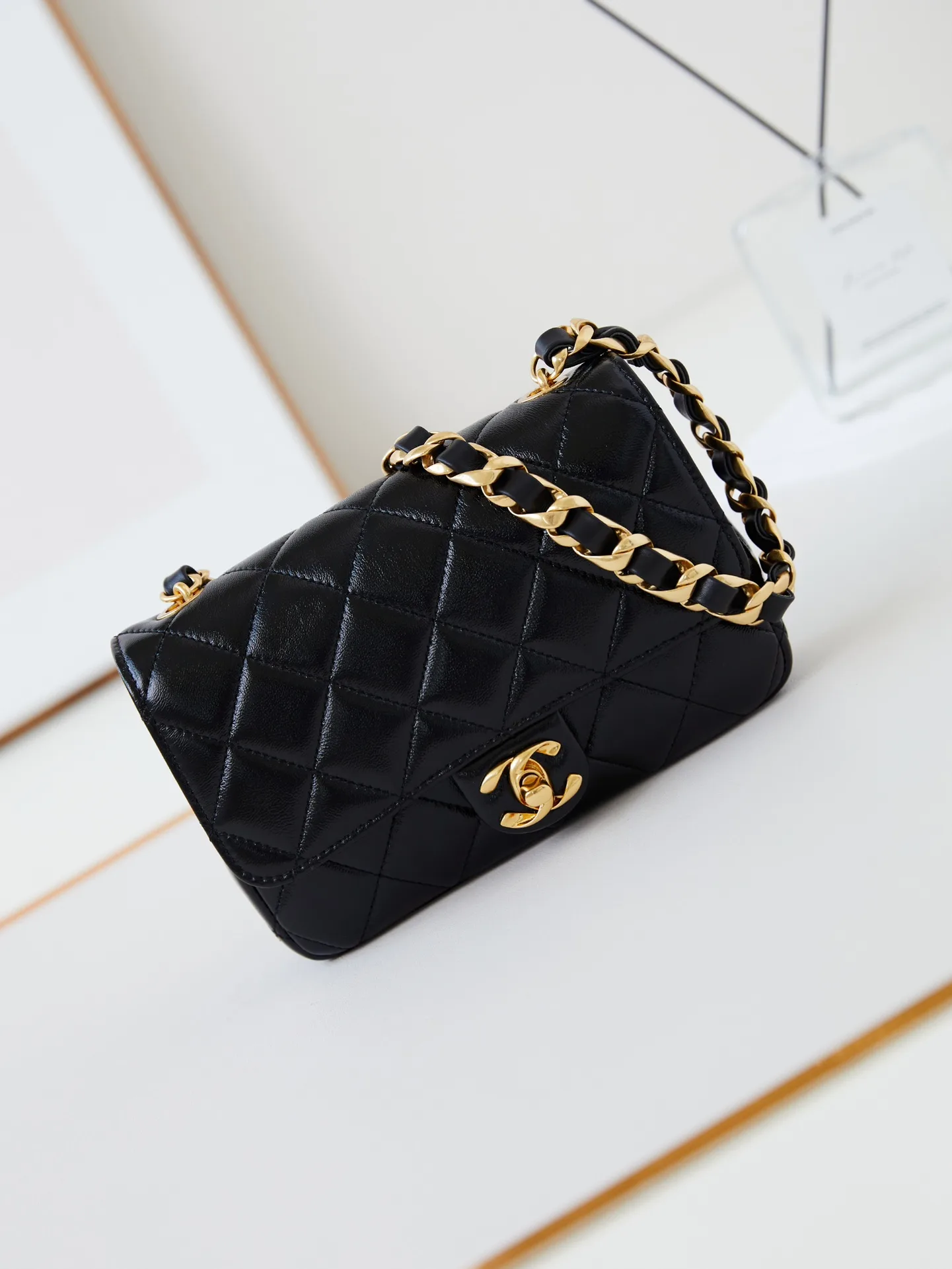 Chanel Classic Flap Black Woven Leather Shoulder Bag product photo from LabelPicks