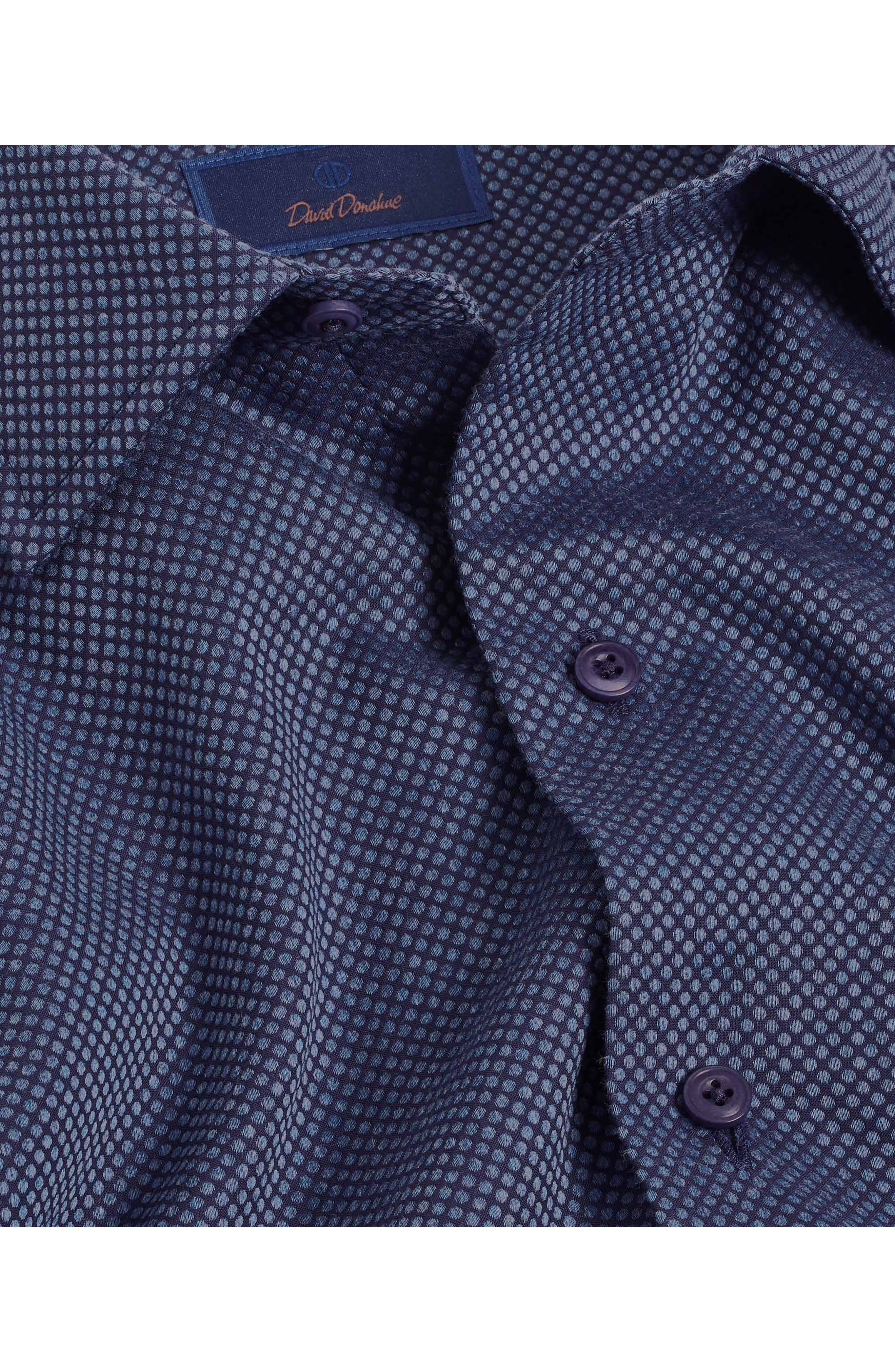 David Donahue Micro Dobby Dot Cotton Sport Shirt