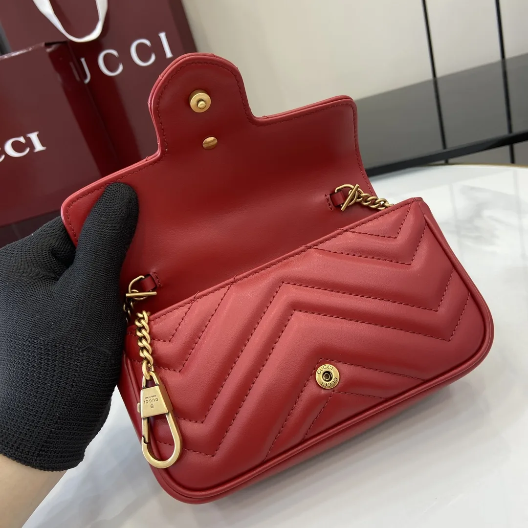 Gucci Marmont Red GG Supreme Canvas Shoulder Bag product photo from LabelPicks