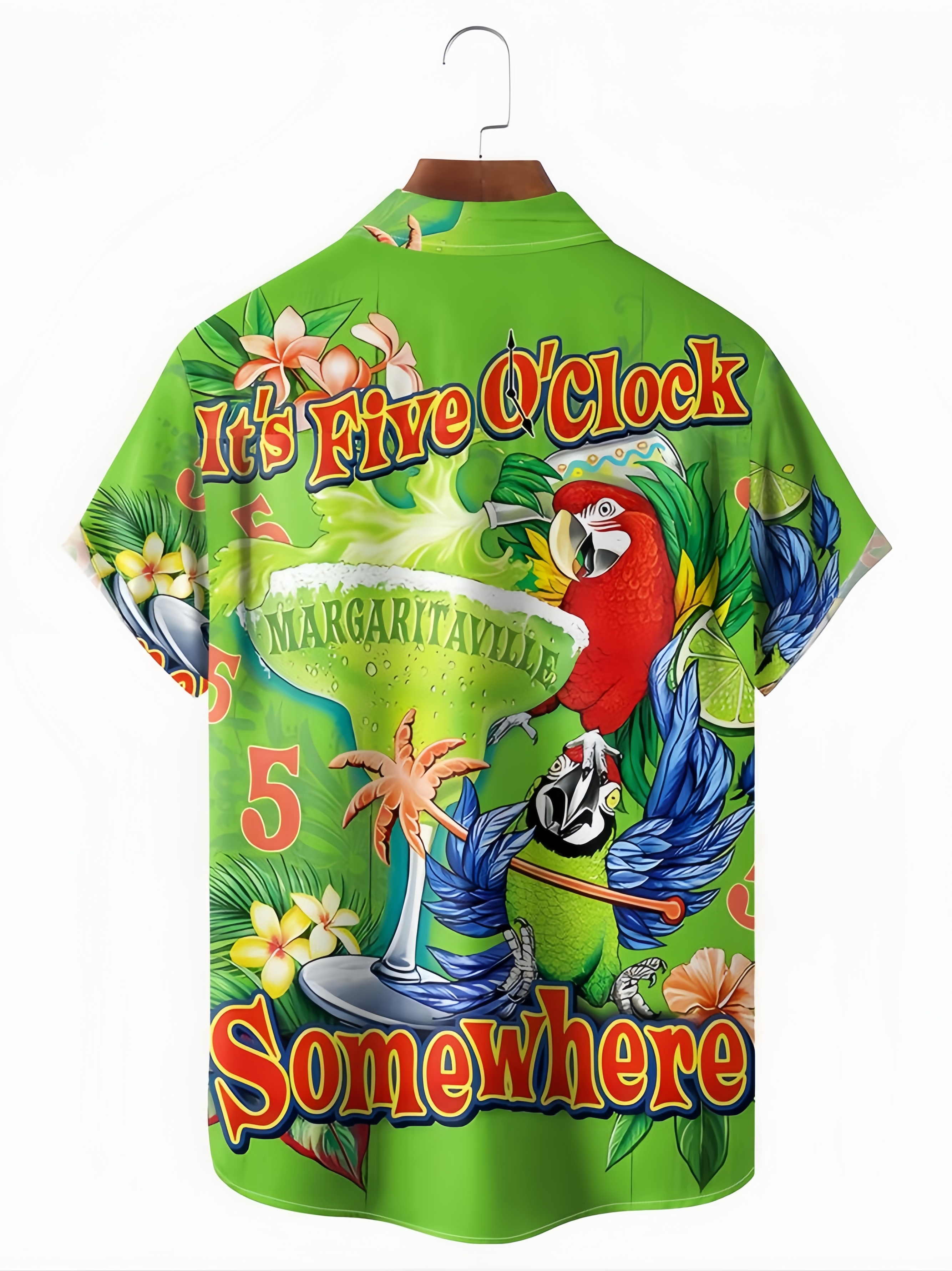 It‘s 5 O'Clock Somewhere Chest Pocket Short Sleeve Hawaiian Shirt