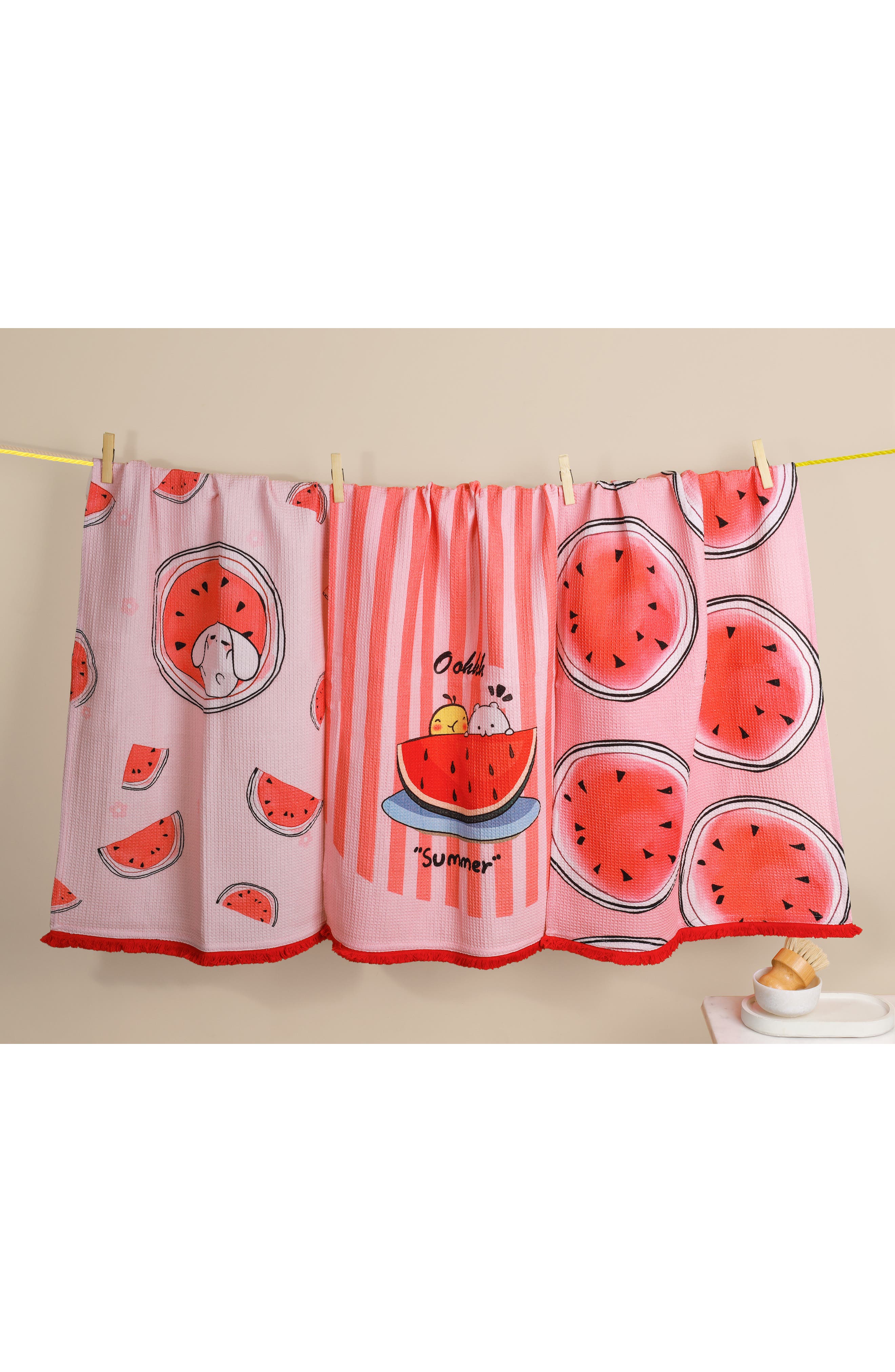 Tiramisu Set of Three Sweet Summer Watermelon Kitchen Towels